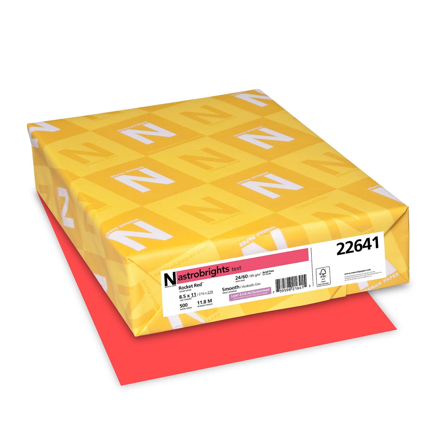 Neenah Astrobrights Premium Color Paper, 24-Pound, 8.5 x 11-Inch, 500 Sheets, Rocket Red