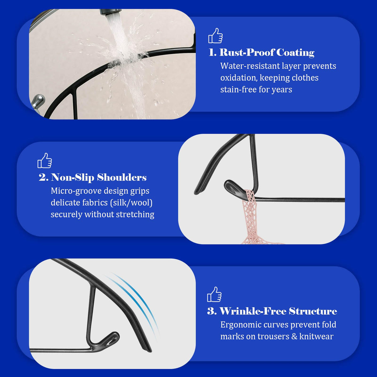 GZQXHOME 30 Pack Non Slip PVC Coating Metal Clothes Hangers No Shoulder Bump,Built-in Shoulder Hook and Bottom Rod,Suitable for Sweaters,Suits,Shirts,Skirt,Jackets (Black, 30 Pack)