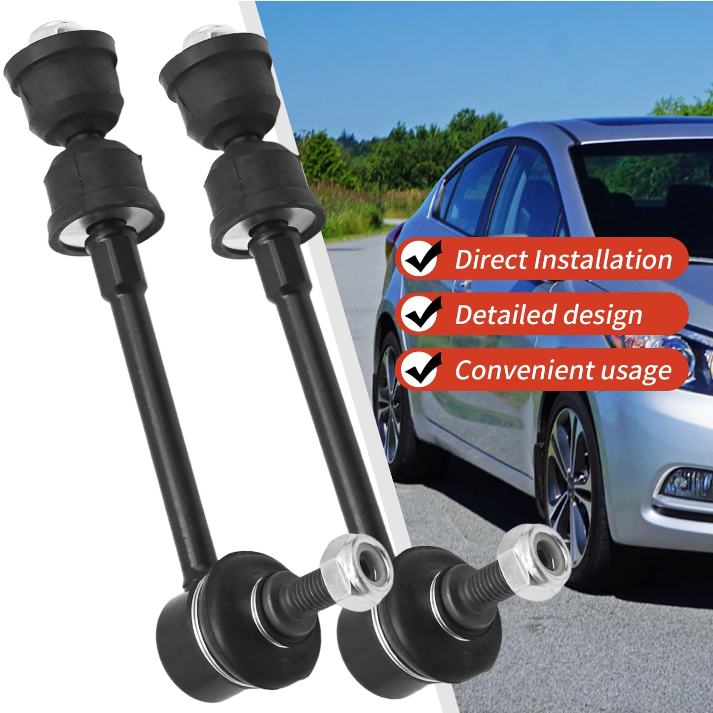 Vkinman K750743 Rear Sway Bar Link Stabilizer Link Kit, Replacement for Ford Escape 2013-2018, Replacement for Lincoln MKC 2015-2019, 2-PC Set, Replaces GS40879, MS40879, CV6Z5C486B