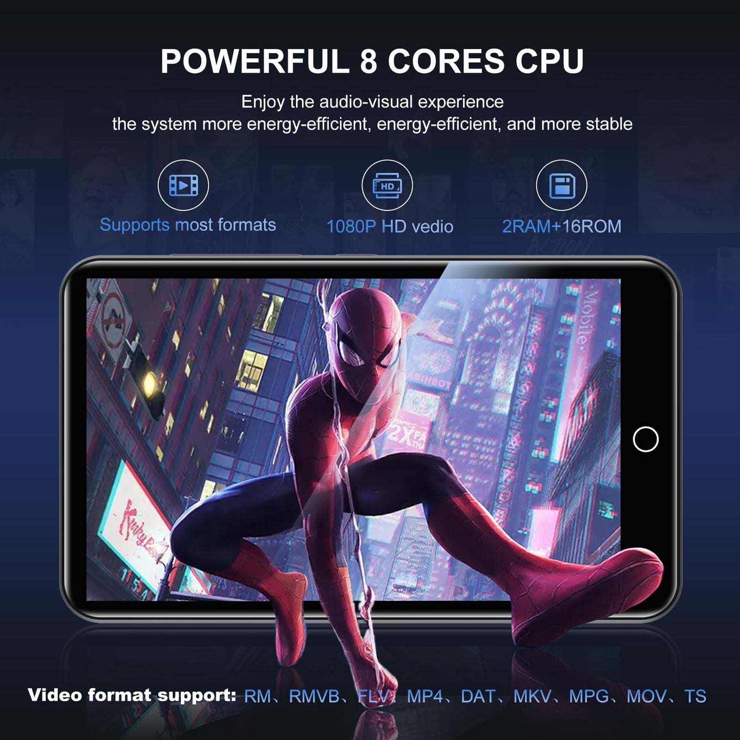 80GB MP3 Player with Bluetooth and WiFi, 4" Touchscreen MP3 MP4 Player with and Speaker, Spotify Music Player with Audible, Amazon Player, MP4&MP3 Player up to 1TB (Black)