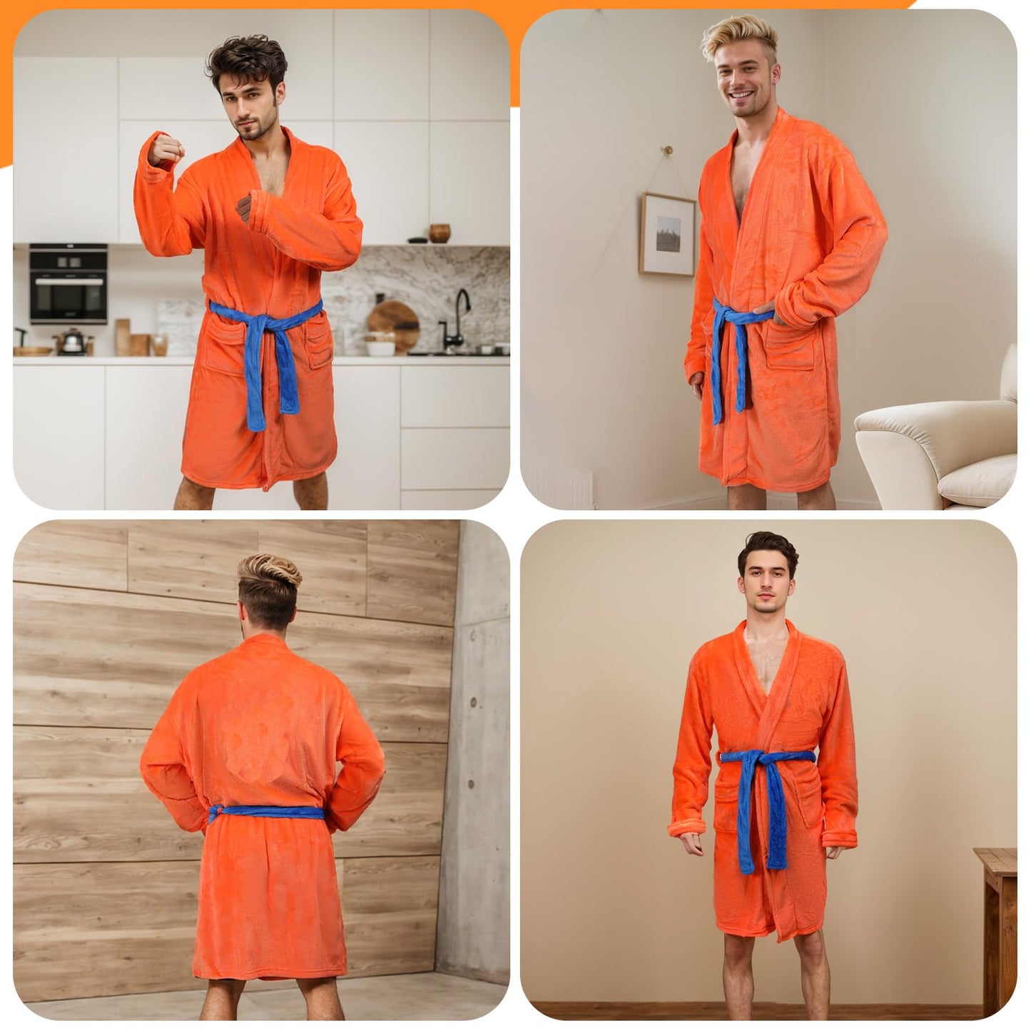 Puppyhao Anime Robe Mens Dragon Anime Bathrobe Pajamas Orange Onesie Soft Cosplay Costume Perfect Gifts for Men