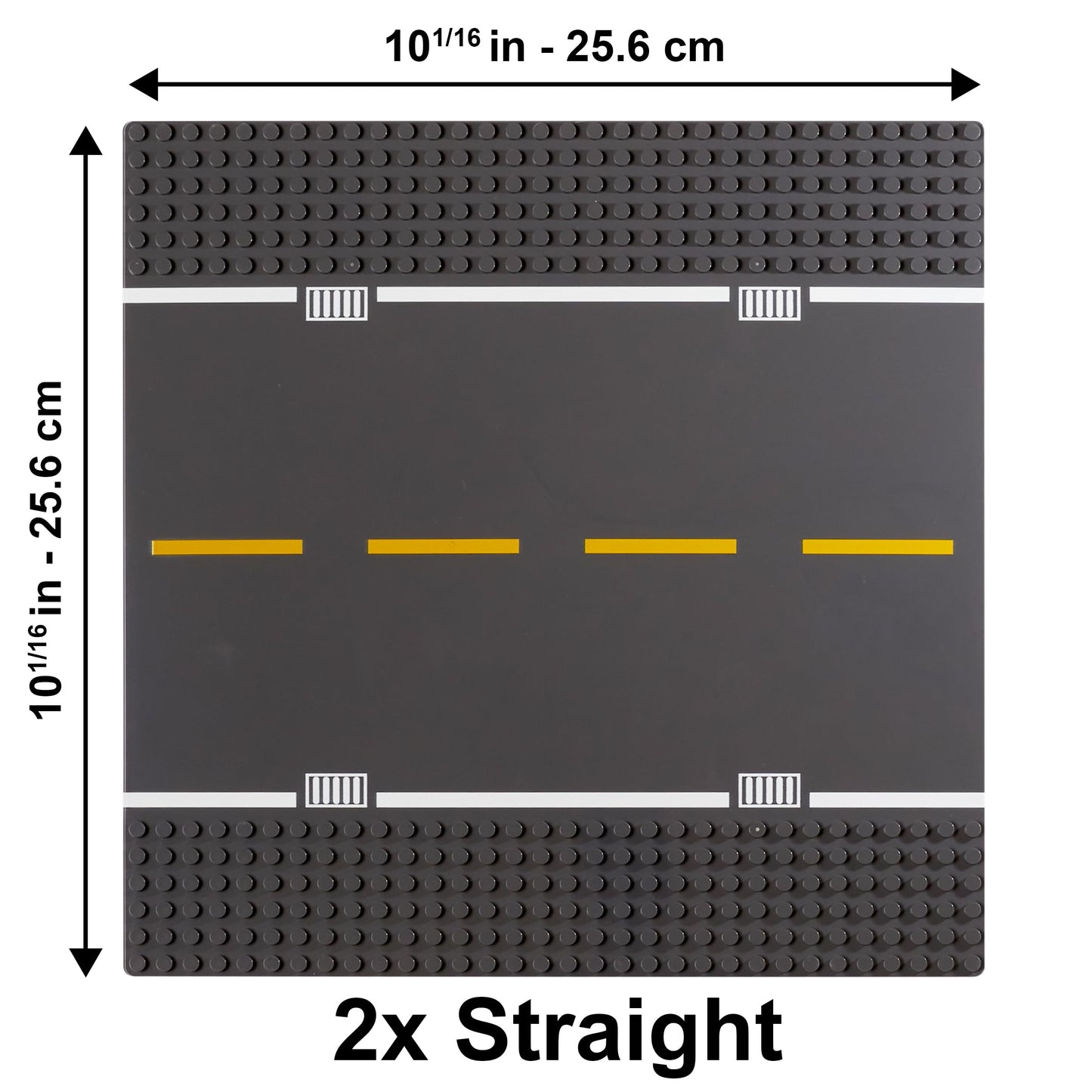 Apostrophe Games Road Baseplate – Premium Building Blocks Base Plates Compatible with All Major Brands – 6pcs Baseplate Gray with Road Design – Straight, Curve, Crossroad, T-Junction Gray Base Plates