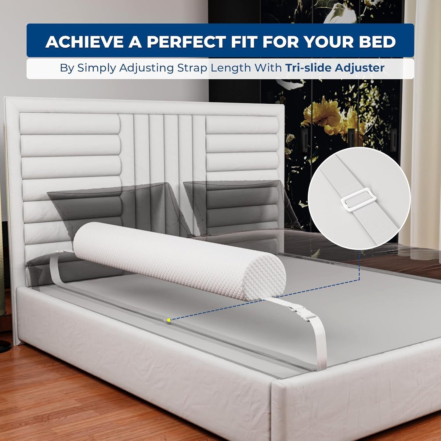 Peekabi Bed Bumper for Toddlers with Adjustable Straps | Portable Toddler Bed Rails | Travel Toddler Bed Bumper for Full Size Bed, Twin, Queen & King | Foam Bumpers for Toddlers