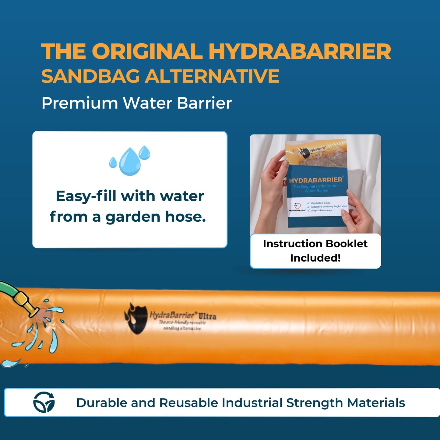 Best Sandbag Alternative - Hydrabarrier Ultra 6 Foot Length 6 Inch Height. - Water Diversion Tubes That Are the Lightweight, Re-usable, and Eco-friendly (Single Unit)