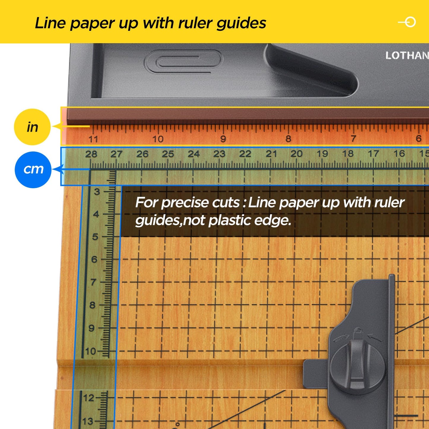 12 Inch Wood Guillotine Paper Cutter, Heavy Duty Paper Trimmer with 32 Sheets Capacity Paper Cutting Board for Classroom, Crafting, Cardstock, Art Projects