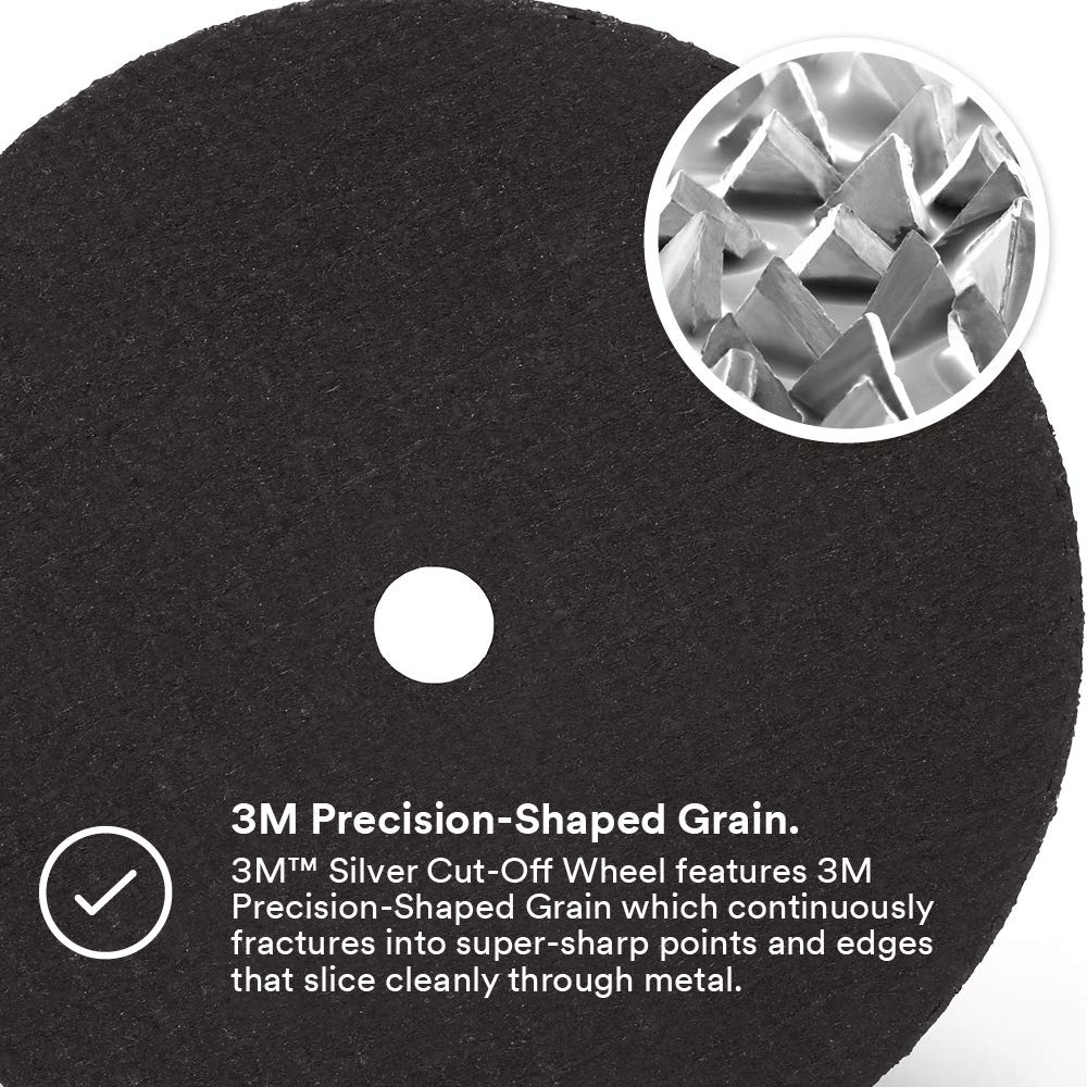 3M Silver Cut-Off Wheel 87461, T1, 4" x .035" x 3/8", Black (Pack of 25)
