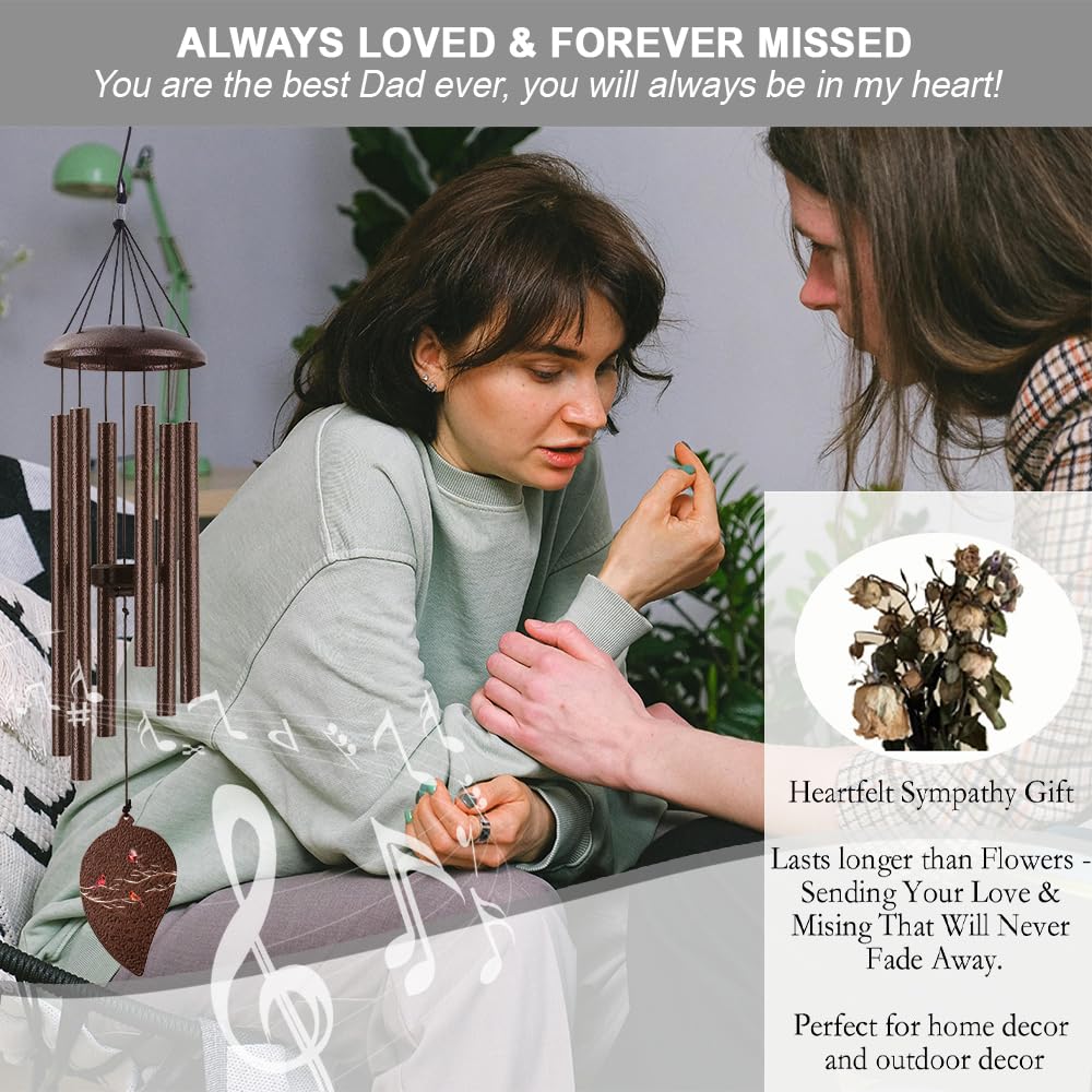 Memorial Sympathy Wind Chimes for Loss of Loved One 32'', Cardinal Wind Chimes in Memory of a Loved One, Cardinal Memorial Gifts, Bereavement Condolence Gifts,Bronze