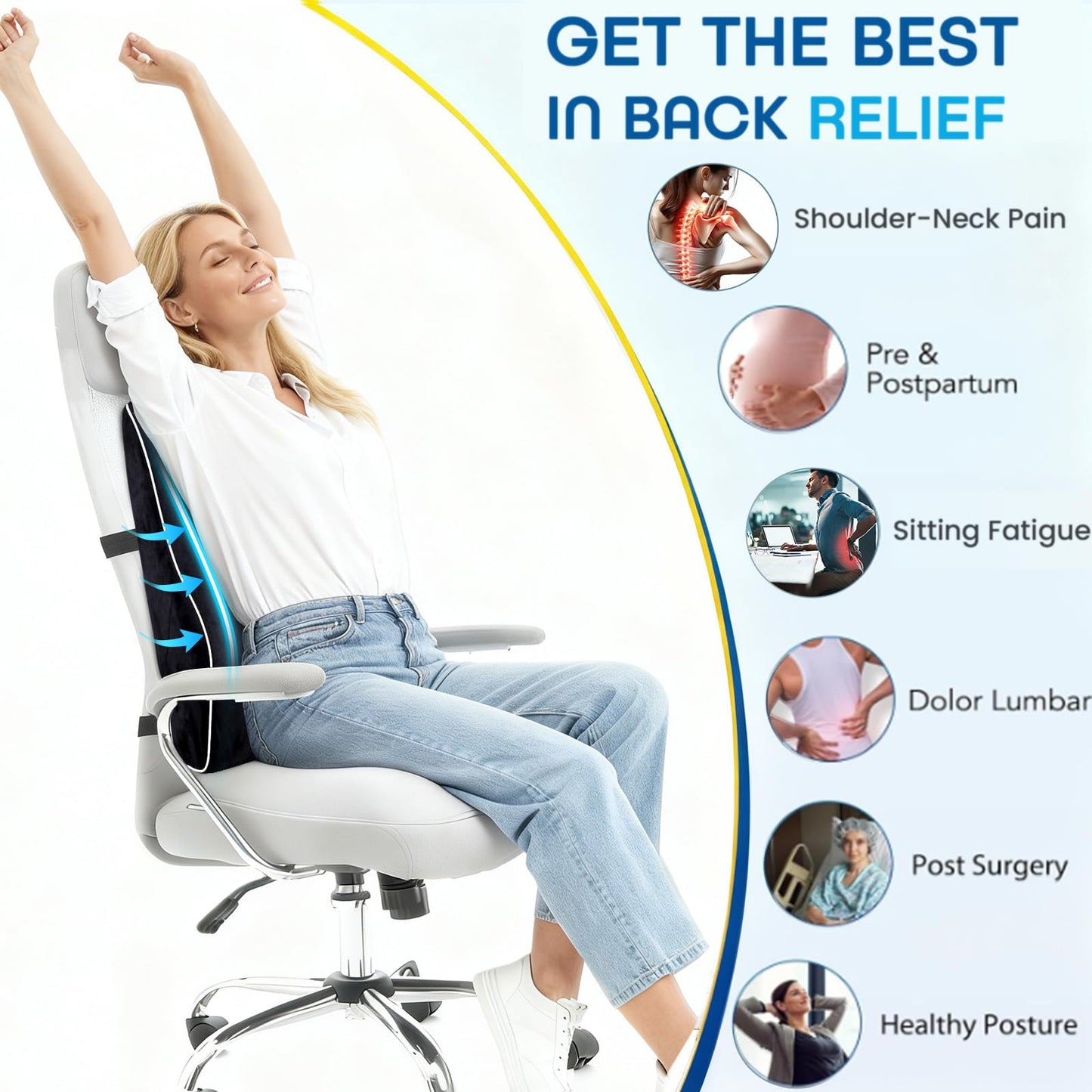 Lumbar Support Pillow for Office Chair Car Lumbar Pillow Lower Back Pain Relief Memory Foam Back Cushion with 3D Mesh Cover Gaming Chair Back Pillow Ergonomic Back Rest for Wheelchair Desk