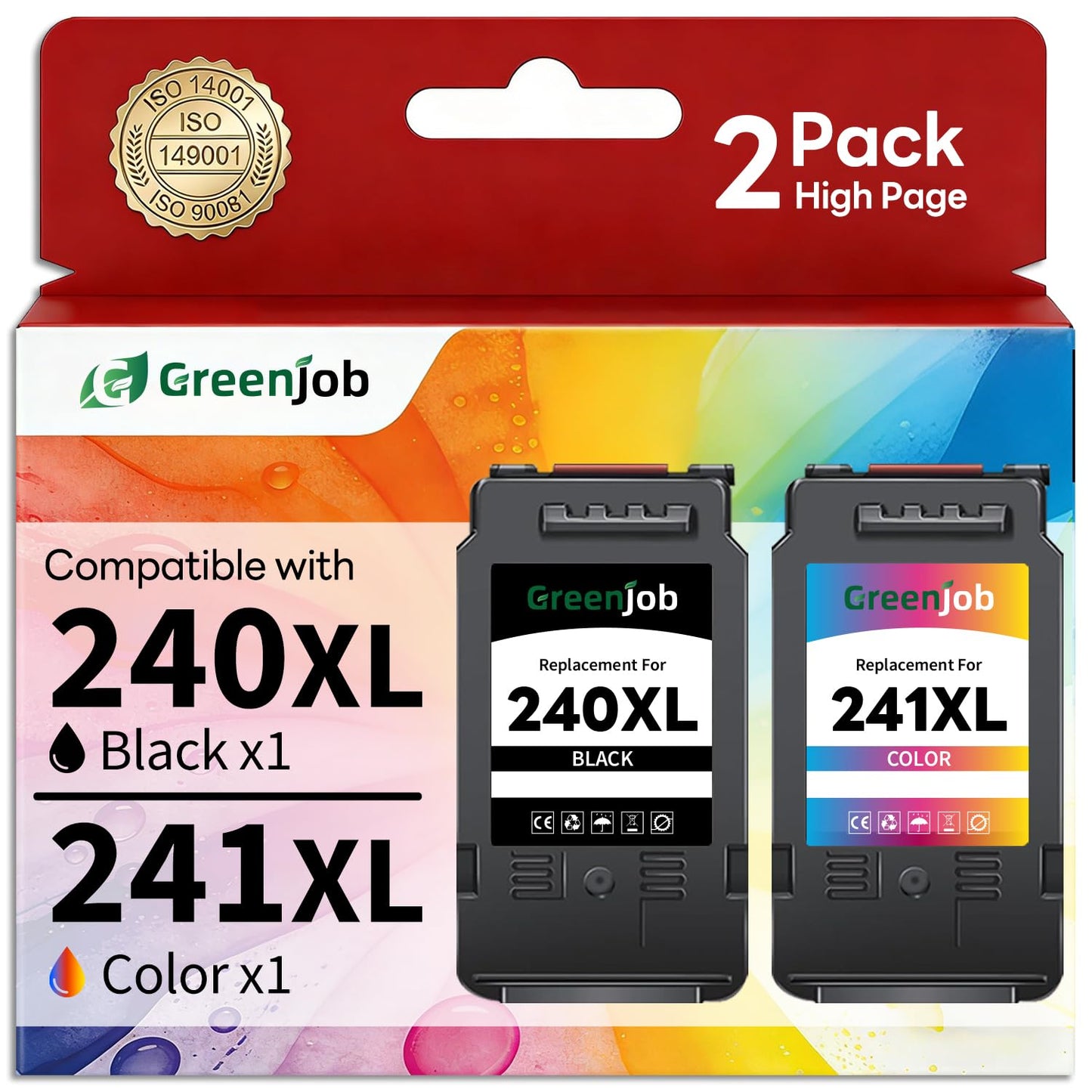 PG-240XL CL-241XL Ink Cartridge Replacement for Canon 240XL 241XL Combo Pack 240 241 Printer Ink for Canon PIXMA MG3620 MG3600 TS5120 MG3520 MG3220 MG2120 MX472 TS5120 Printer (1 Black, 1 Color)