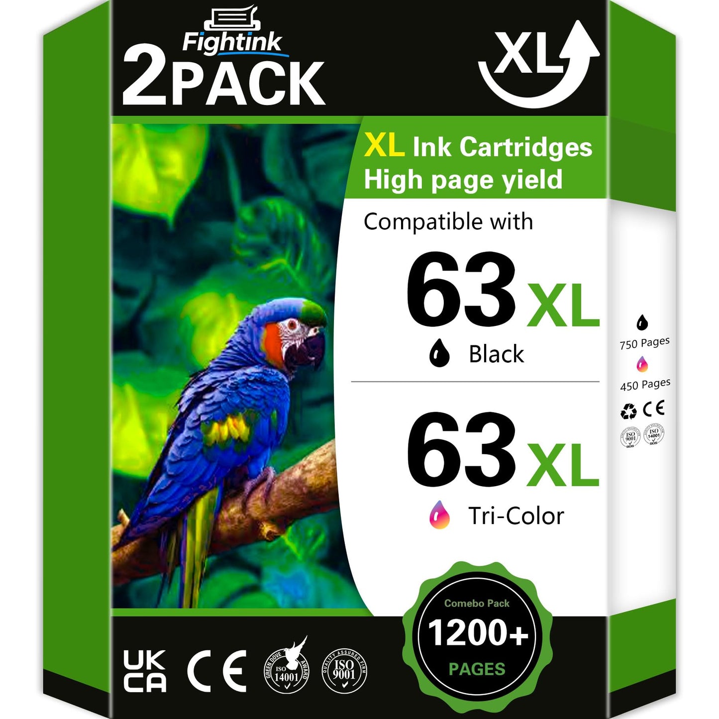 63XL Ink Cartridge Black and Colour Compatible for HP 63 Ink Cartridges High Yield for HP Ink 63 fit for OfficeJet 3830 4650 5255 5258 3833 for Envy 4520 3634 for DeskJet 1112 2132 3630 Printer