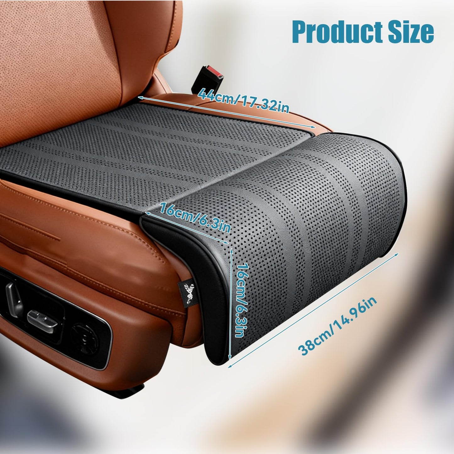 JOJOCY Car Seat Leg Extender Support Cushion, Upgraded Leather & Memory Foam Leg Rest Pad for Drivers, Office Chairs, Buses, Trains, Universal Fit, Breathable, Anti-Slip