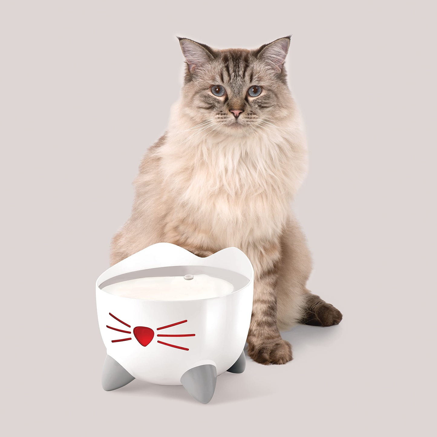 Catit PIXI Cat Water Fountain, 2.5 L, White, Modern Cat Fountain, Silent Pump for Indoor Cats, Different Flow Settings, Fontaine Pour Chat, Pet Water Fountains