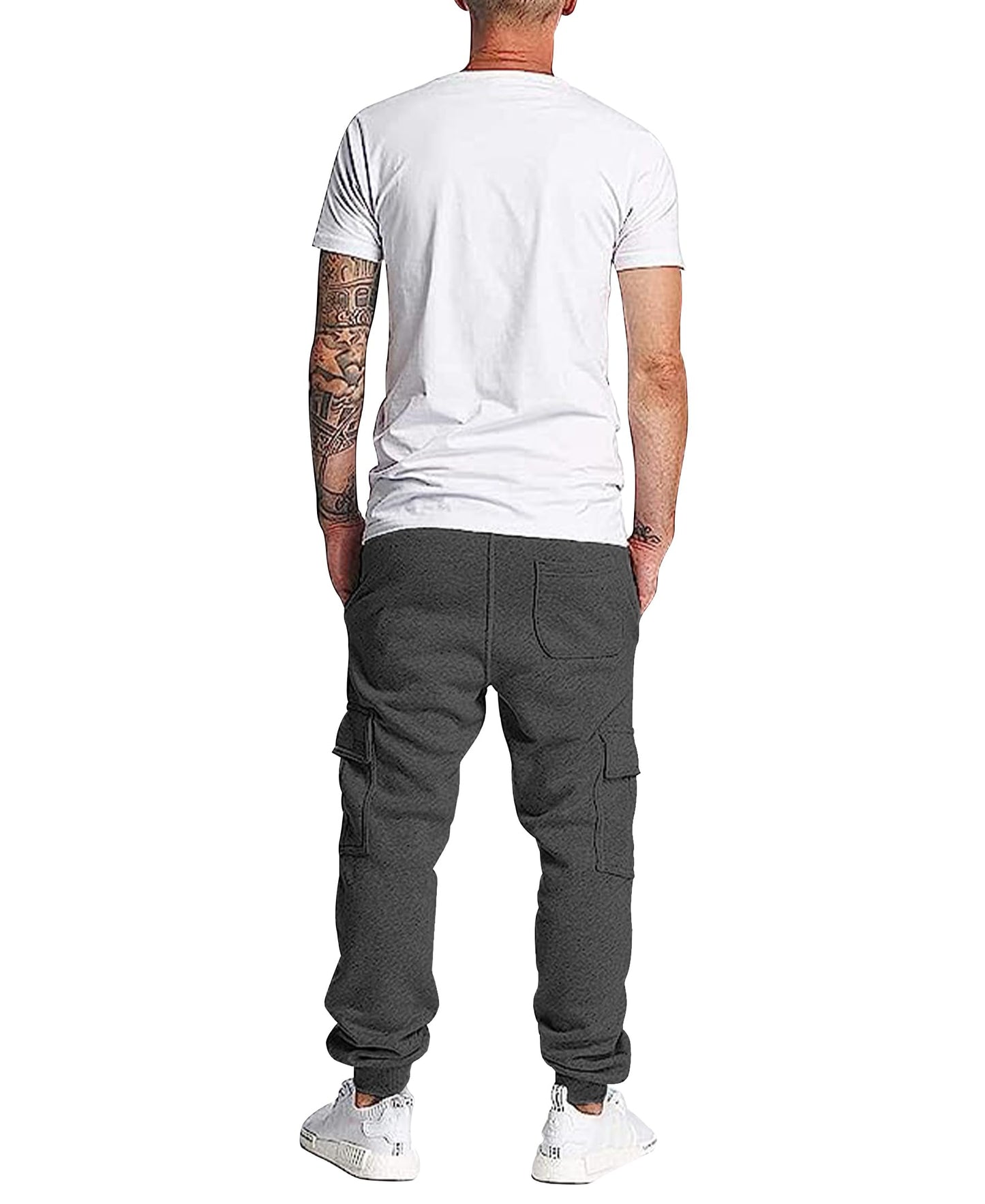 Southpole Men's Active Basic Jogger Fleece Cargo Pants, Heather Charcoal, Large