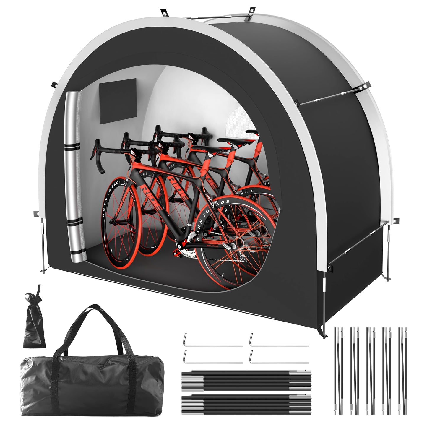 cepkquis 39.4" Larger Storage Shed Tent for Bikes,Motorcycle,ebike,eScooter,Lawn Mower Outdoor Protection with Waterproof, Dustproof, Windproof and Sunproof