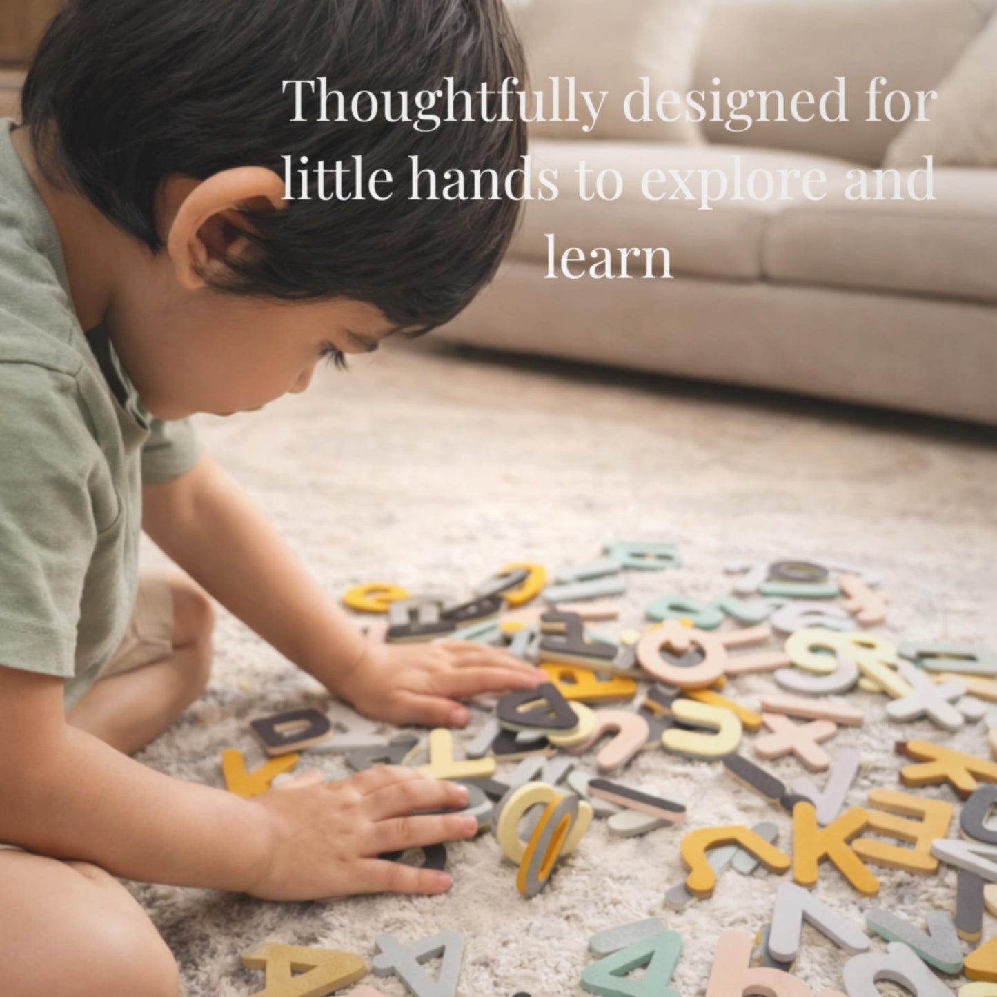 Magnetic Letters & Numbers for Kids – 138 PCS Montessori Alphabet Magnets Set with Uppercase, Lowercase, Numbers & Symbols – Neutral Aesthetic Foam ABC Learning Toys for Toddlers