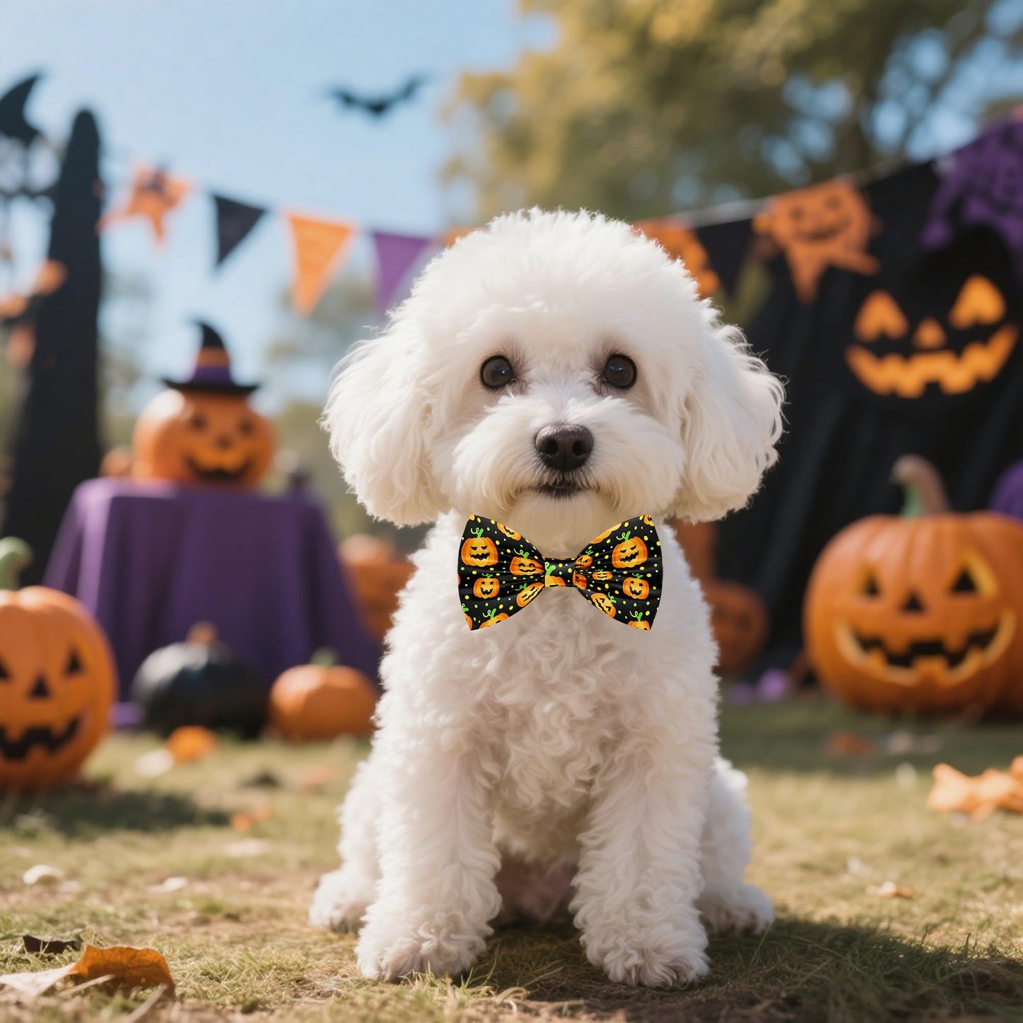 Pai Sence Halloween Dog Bow Ties for Small Dogs 30 PCS Dogs Bowties Bulk with Adjustable Ties Assorted Halloween Bow Ties Party Grooming S