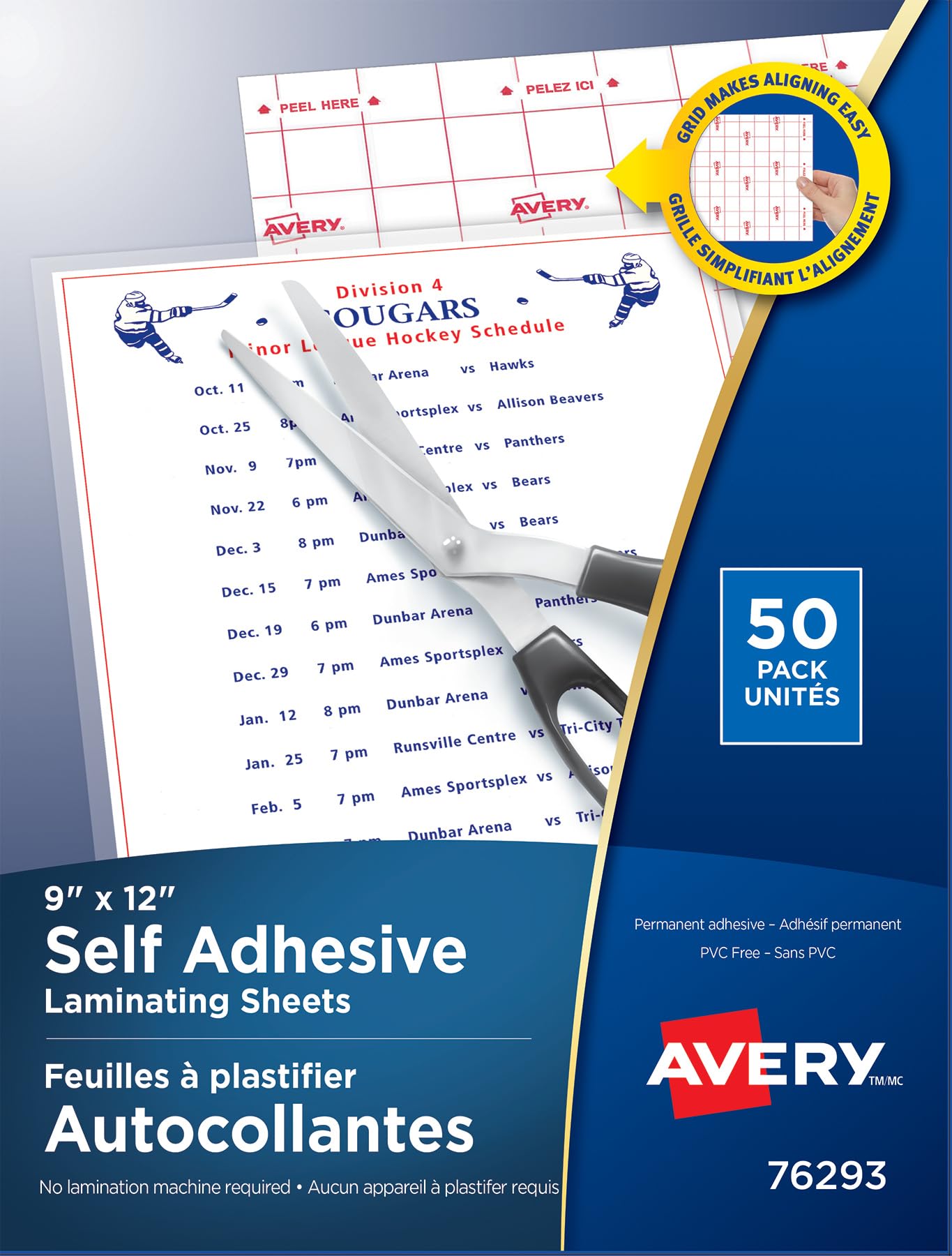 Avery Self-Adhesive Laminating Sheets, 9" x 12", Clear Self Adhesive Permanent Contact Paper, No Heat, No Machine Needed, DIY for Protecting Docs, Photos & More, 50 Cold Laminate Sheets, (76293)