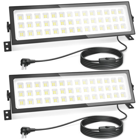 2 Pack Linkable LED Shop Lights - 100W 15000LM Aluminum Garage Light, 6000K Shop Lights for Garage, Workshop, Warehouse