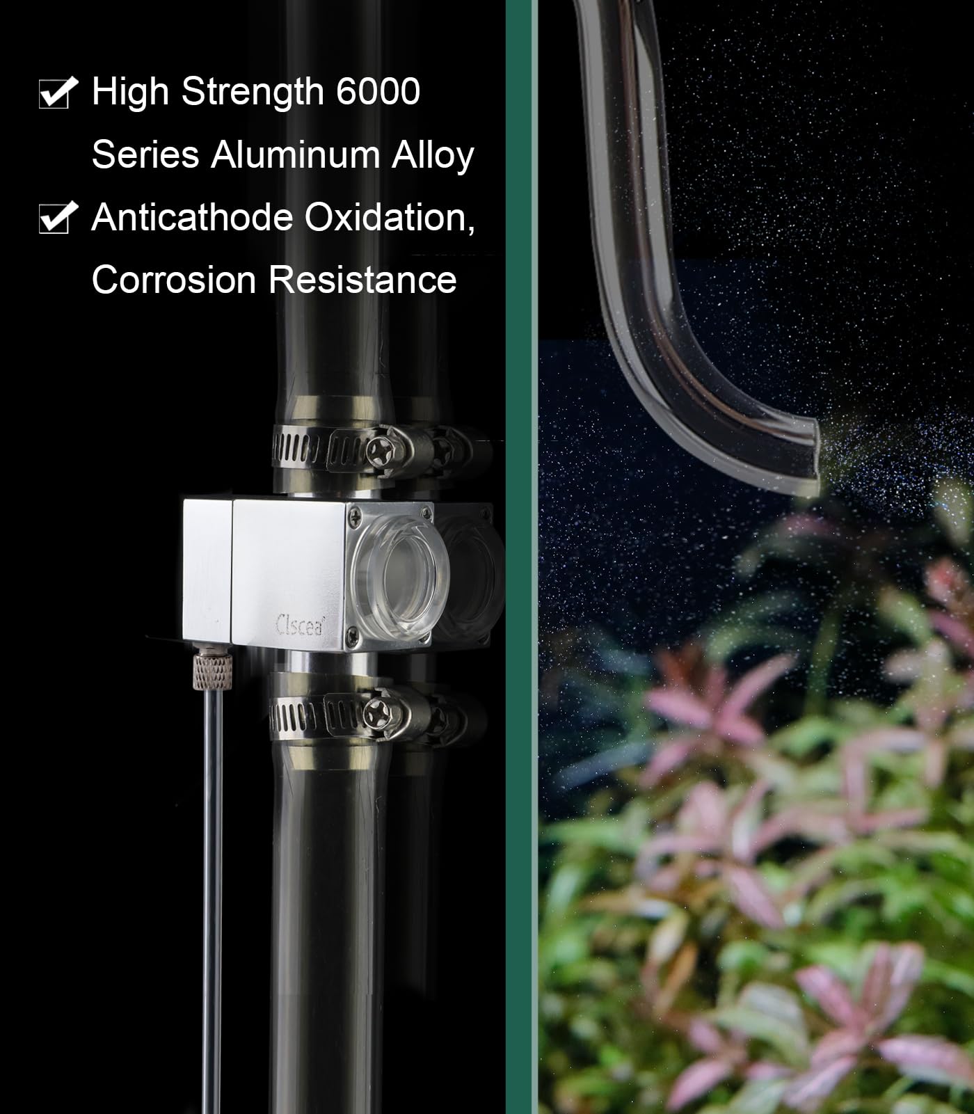 Clscea External Inline CO2 Diffuser Atomizer Aluminum Alloy for Planted Aquarium 16 mm