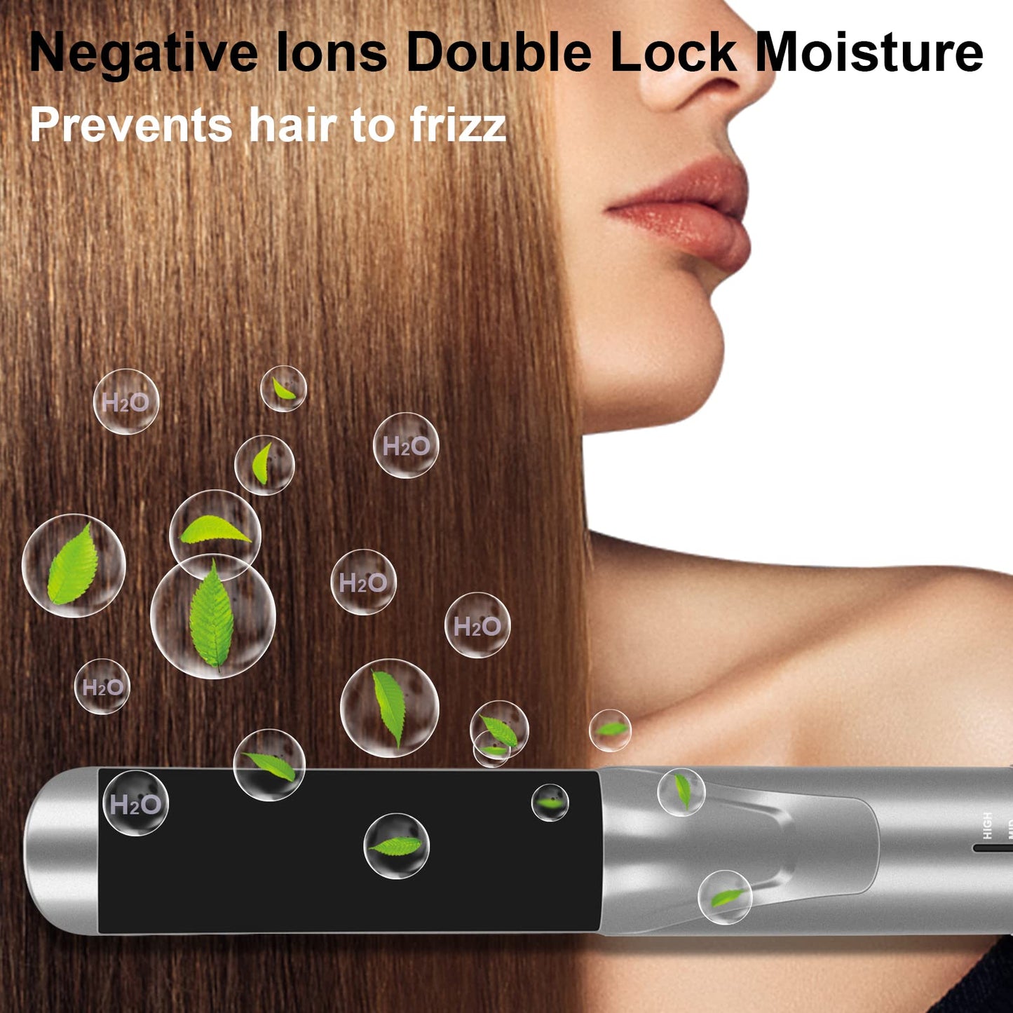 Bouncy Hair Cool Airflow Styler Hair Straightener Iron with Breeze Fan & Anti Scald Felt Fabric, IG INGLAM 2 in 1 Professional Straight and Curl Hair Tools 2022 Version Perfect Nice Gift