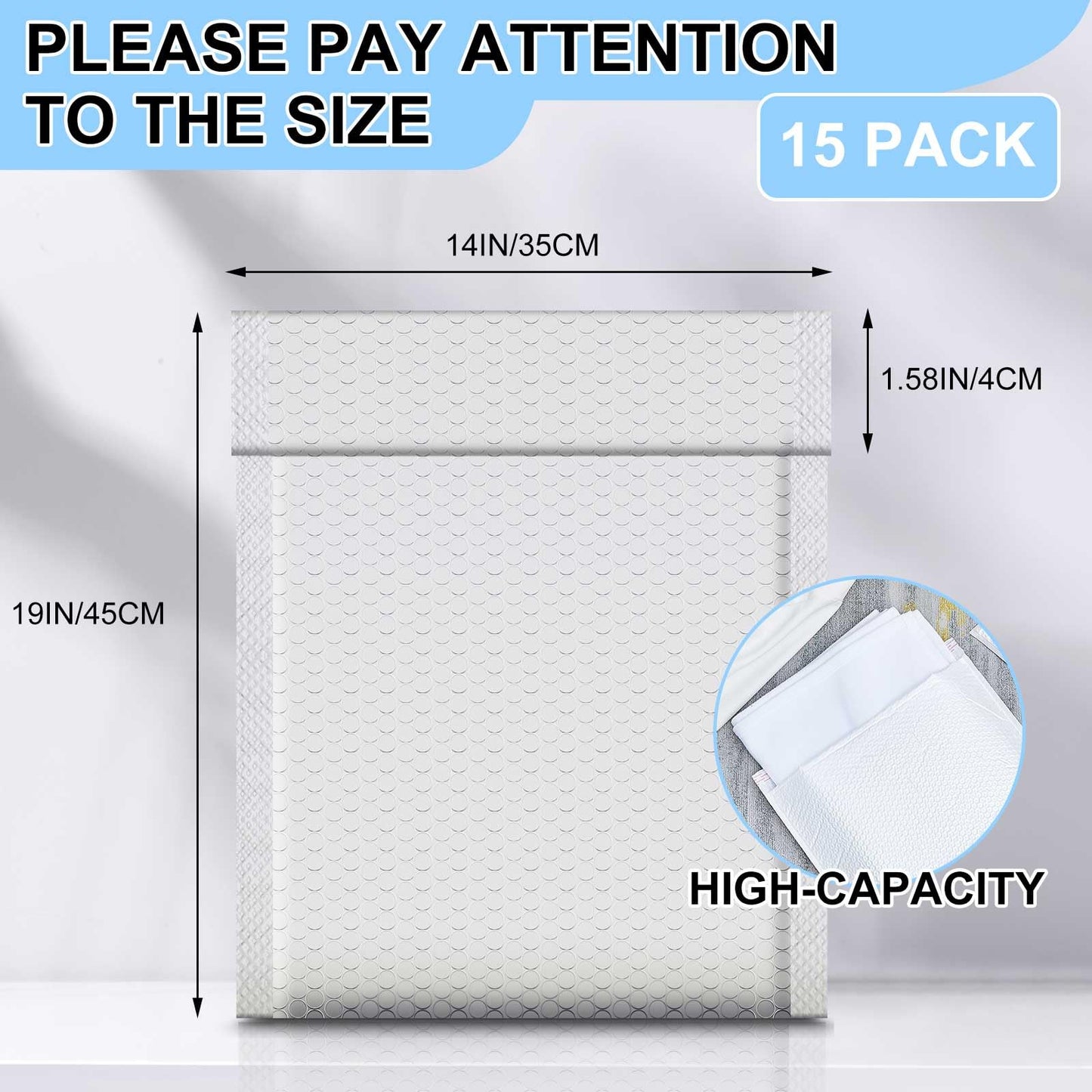 Ireer 15 Pack Extra Large 14 x 19" Bubble Mailers Poly Padded Envelopes Cushioned Mailing Envelopes Bubble Padded Mailers Self Adhesive Waterproof Shipping Bags for Business Christmas Gift Packaging