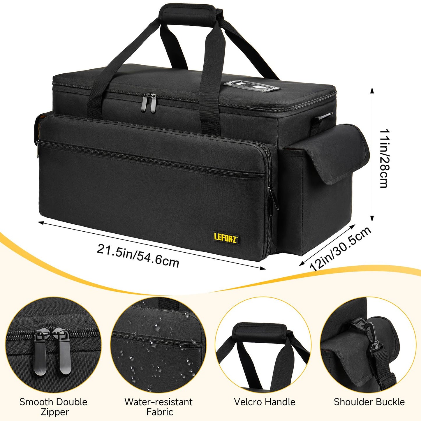 Large DJ Equipment Bag with 6 Detachable Dividers,DJ Cable File Bag with Laptop and Microphone Slots,Travel Dj Gig Organizer Bags for DJ Gear,Musicians, Professional and Dj Accessories(21.5"×12"×11")