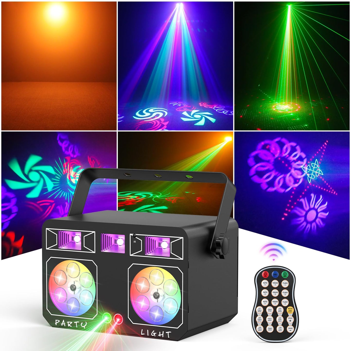 LED Stage Light, 5 in 1 DJ Party Lights with Remote Control, UV Strobe Par Light for Christmas,Party, Wedding, Club