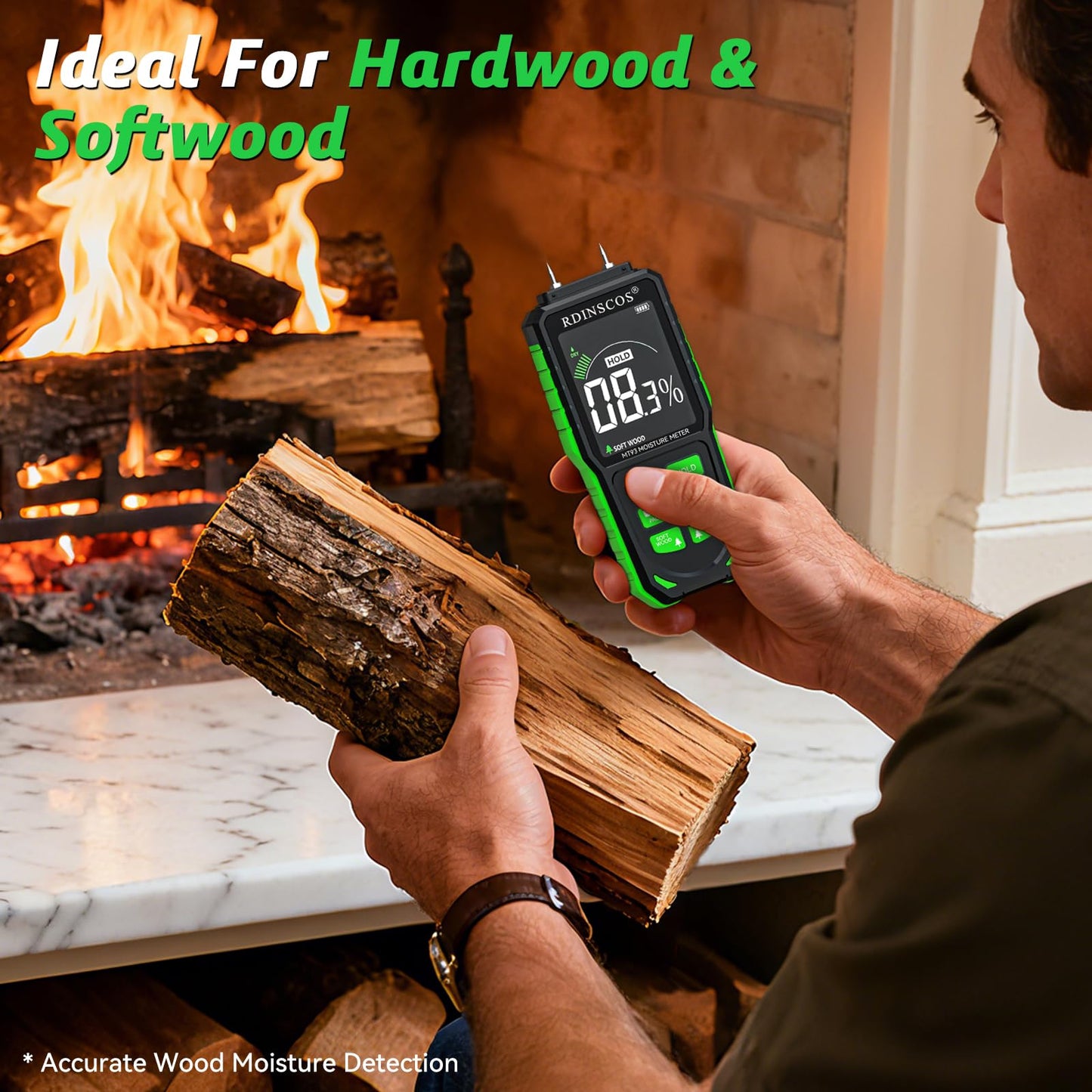 Rechargeable Wood Moisture Meter Digital Moisture Meter with LCD Display, Suitable for Wood, Firewood, Masonry, Walls, Building Materials