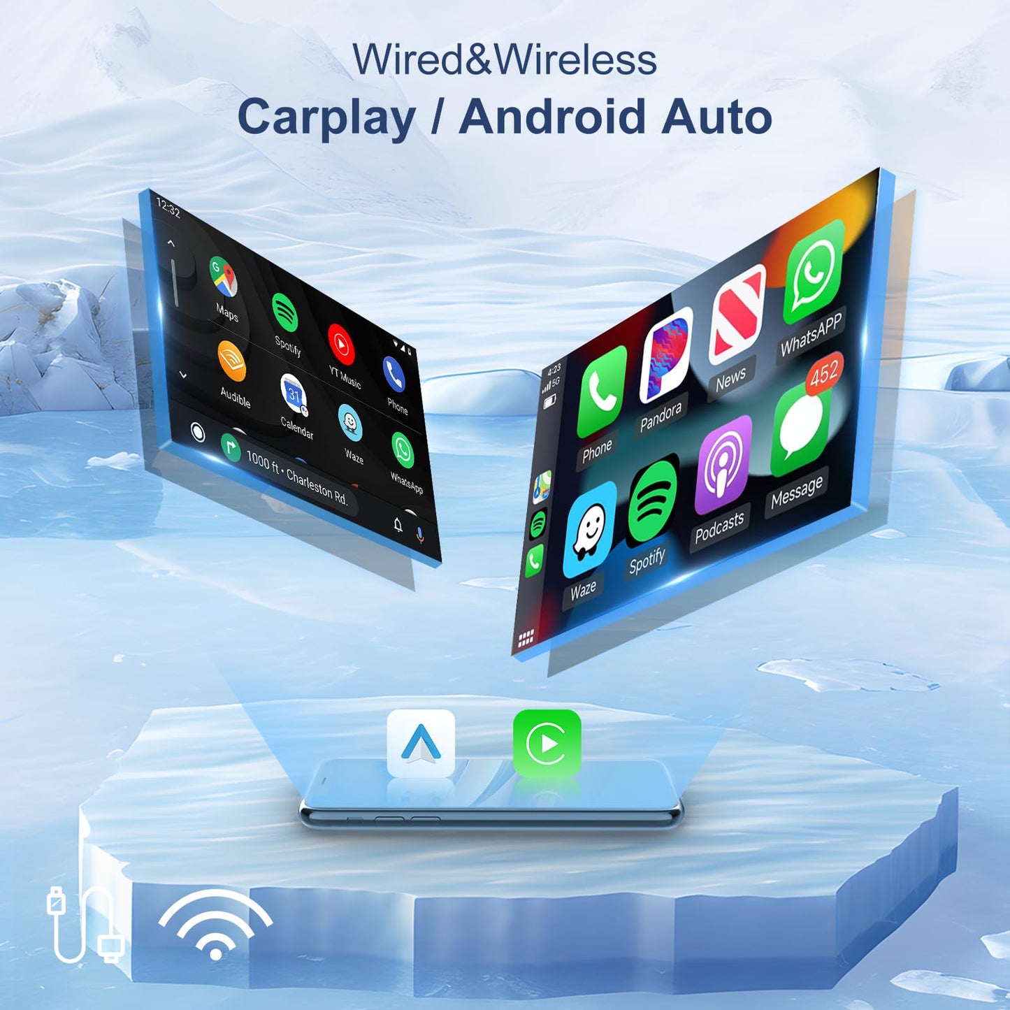 2+64G Android 13 Car Radio for Ford F150/F250/F350 2004-2014 Car Radio Wireless Carplay/Android Auto,Car Stereo 9inch Touch Screen GPS Navi WiFi Bluetooth FM/RDS MirrorLink SWC+Backup Camera&Mic