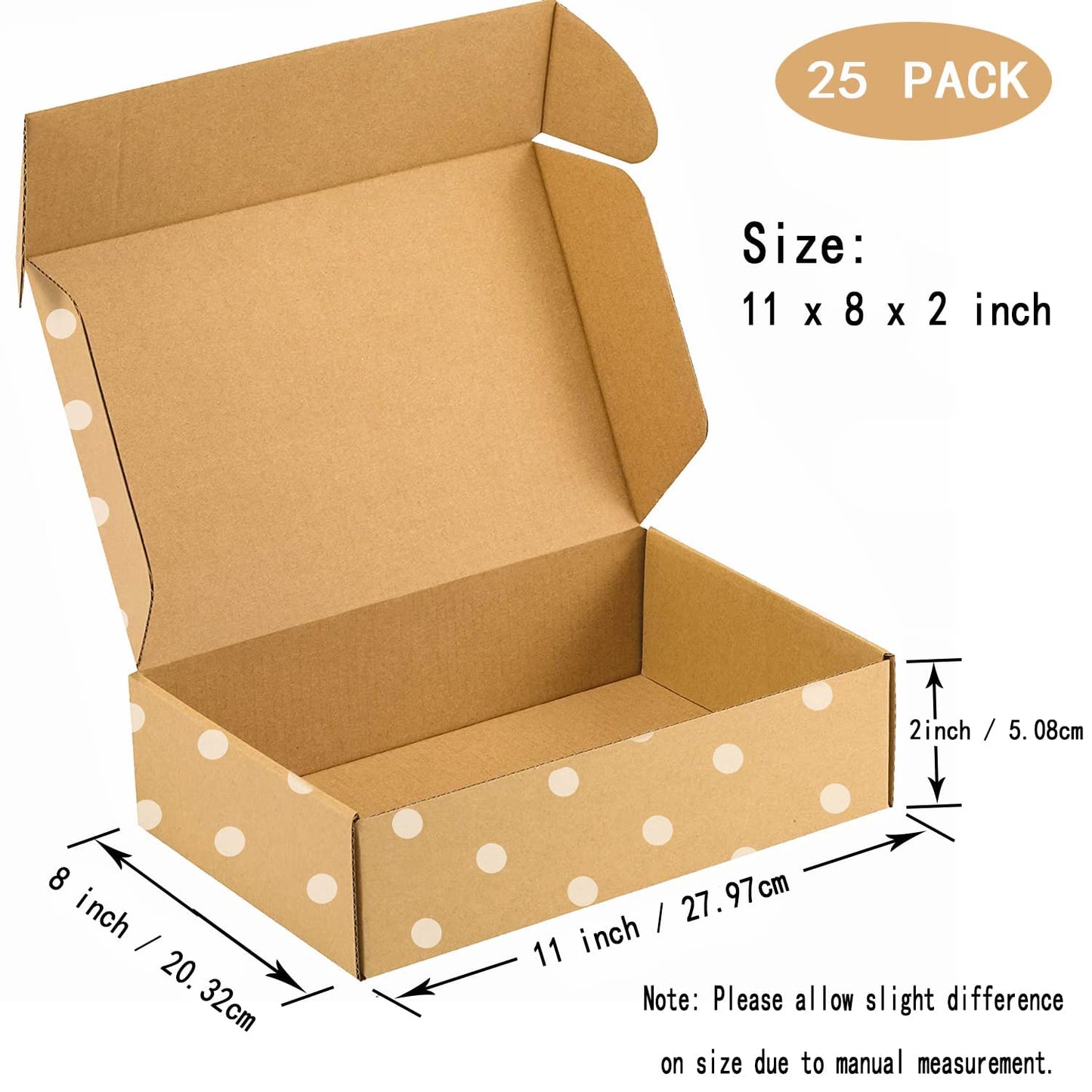 itechpanda 25 Pack Brown Kraft Corrugated Cardboard Mailers (11” x 8“ x 2"), Shipping Boxes for Small Business, Moving, Storing, Packing Literature, Crafts, Jewelry