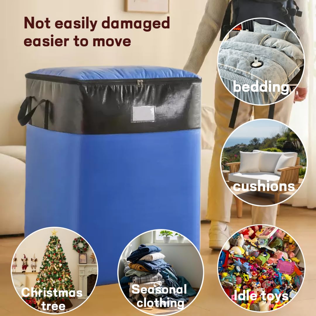 YNTCHENG 180L Extra Large Storage Bags, Huge Moving Bags Heavy Duty with Zipper and Stronger Handles, Big Foldable Duffle Bag for Storage Totes Moving Boxes for College, Bedding (4)