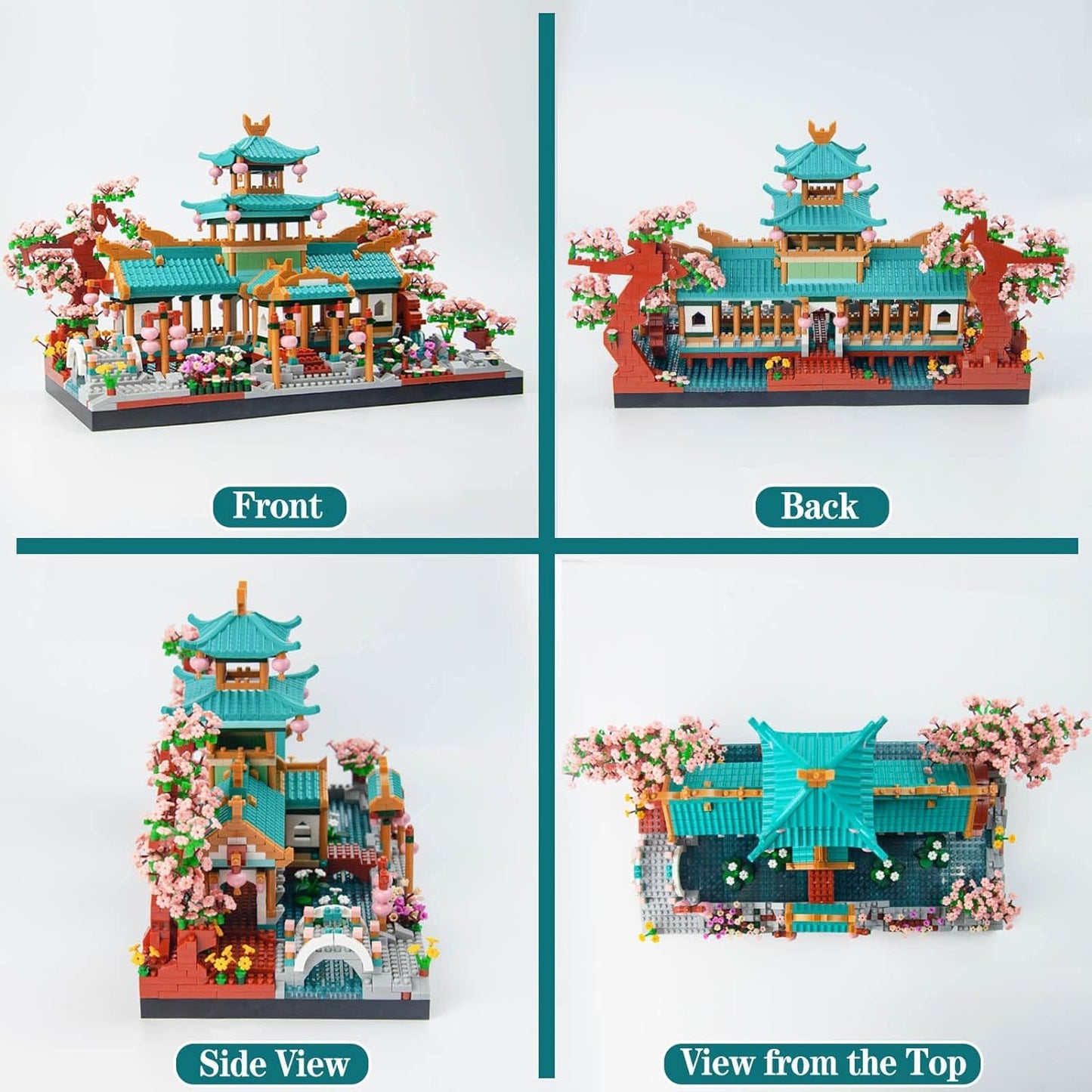 OundarM Mini Chinese Classical Garden Building Blocks Set, Cherry Blossom Botanical Collection Building Set for Adults, 14+ Teens, Home Decor Accessories (2350 Pcs)