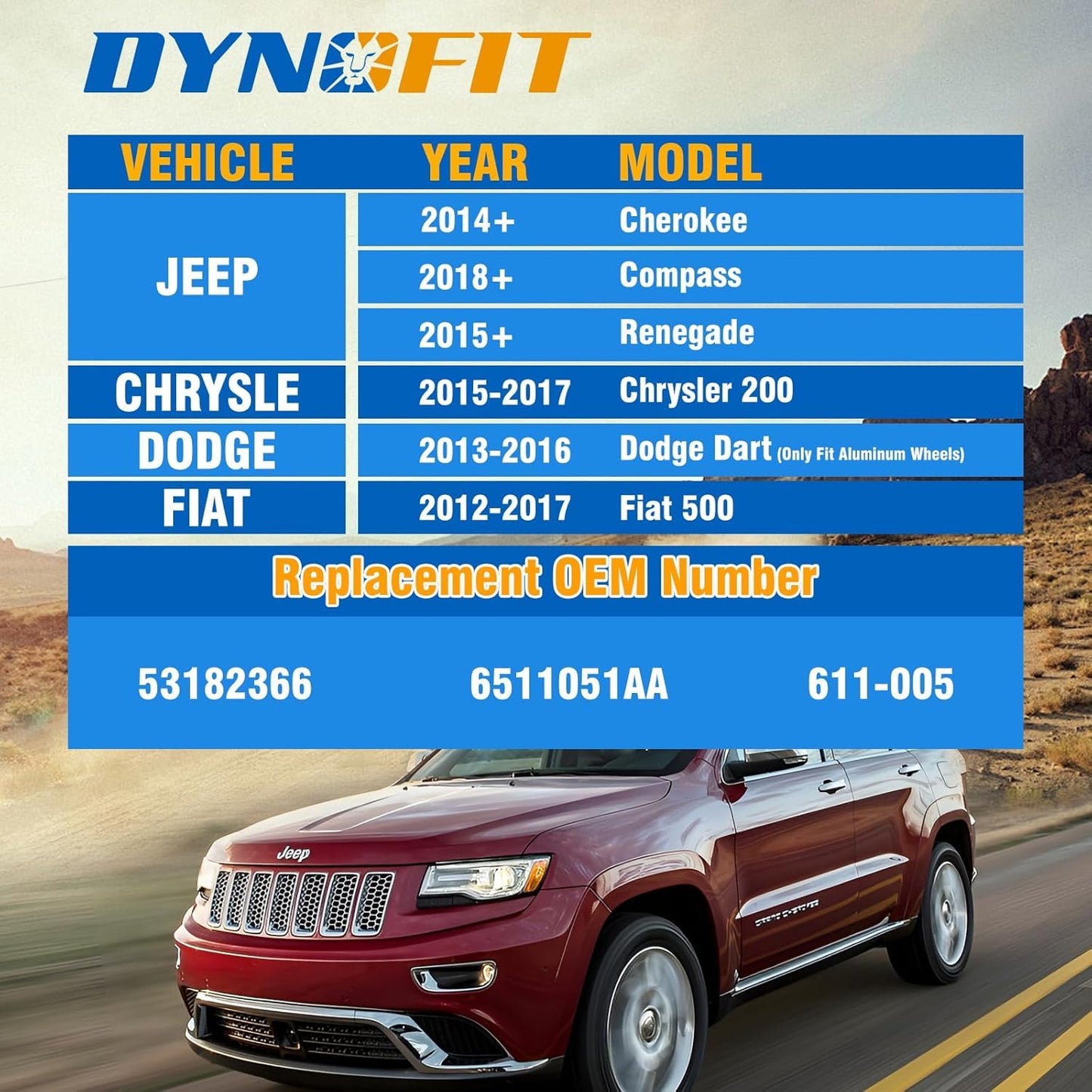 Dynofit M12x1.25 Lug Bolts Set Compatible with Je-ep Compass Cherokee Renegade, 20pcs 12mmx1.25 Lug Nuts Stud for Fiat 500 Dodge Dart Chrysler 200, 28mm Shank Wheel Bolts Replace OE#6511051AA 611-005