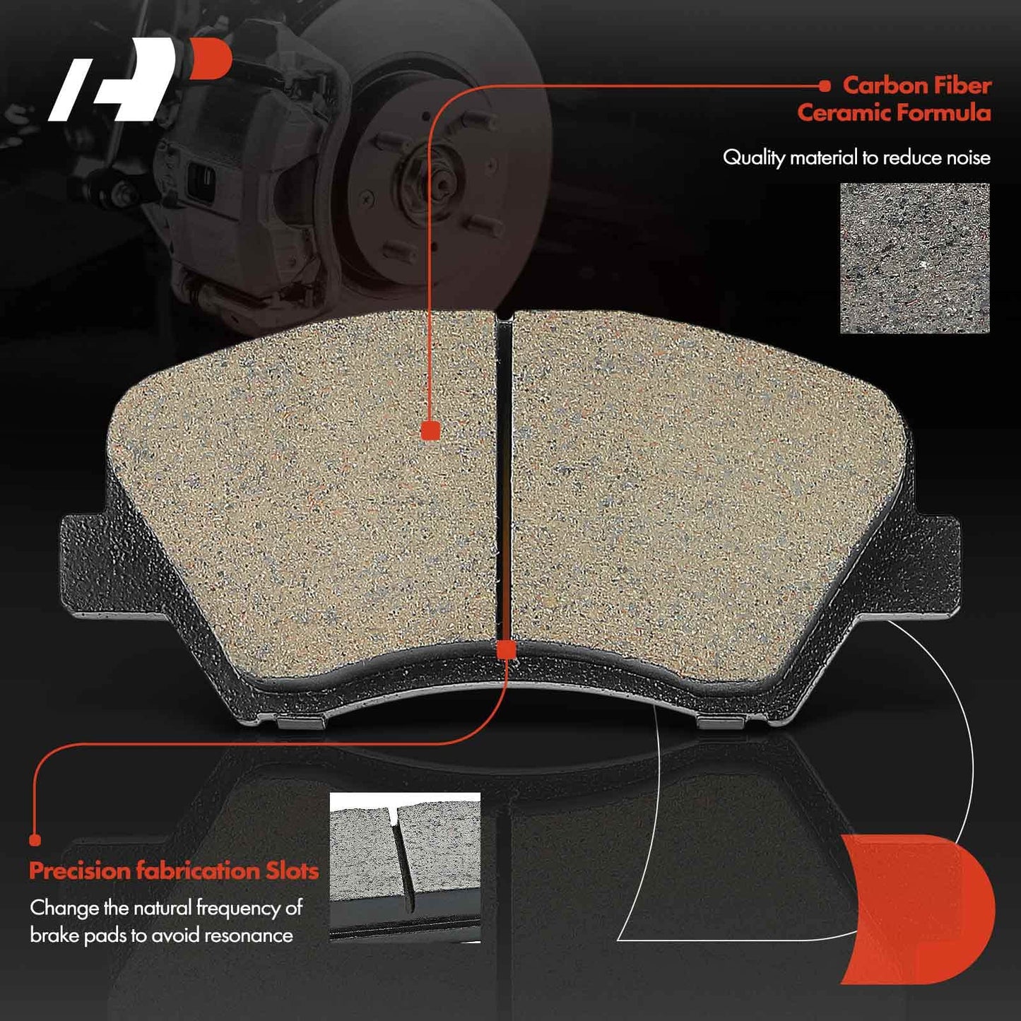 A-Premium Front Ceramic Disc Brake Pads Set Compatible with Select Hyundai and Kia Models - Elantra 2011-2016, Elantra Coupe, Elantra GT, for Veloster, Forte, Forte Koup, Forte5, with Hardware, 4 Pcs