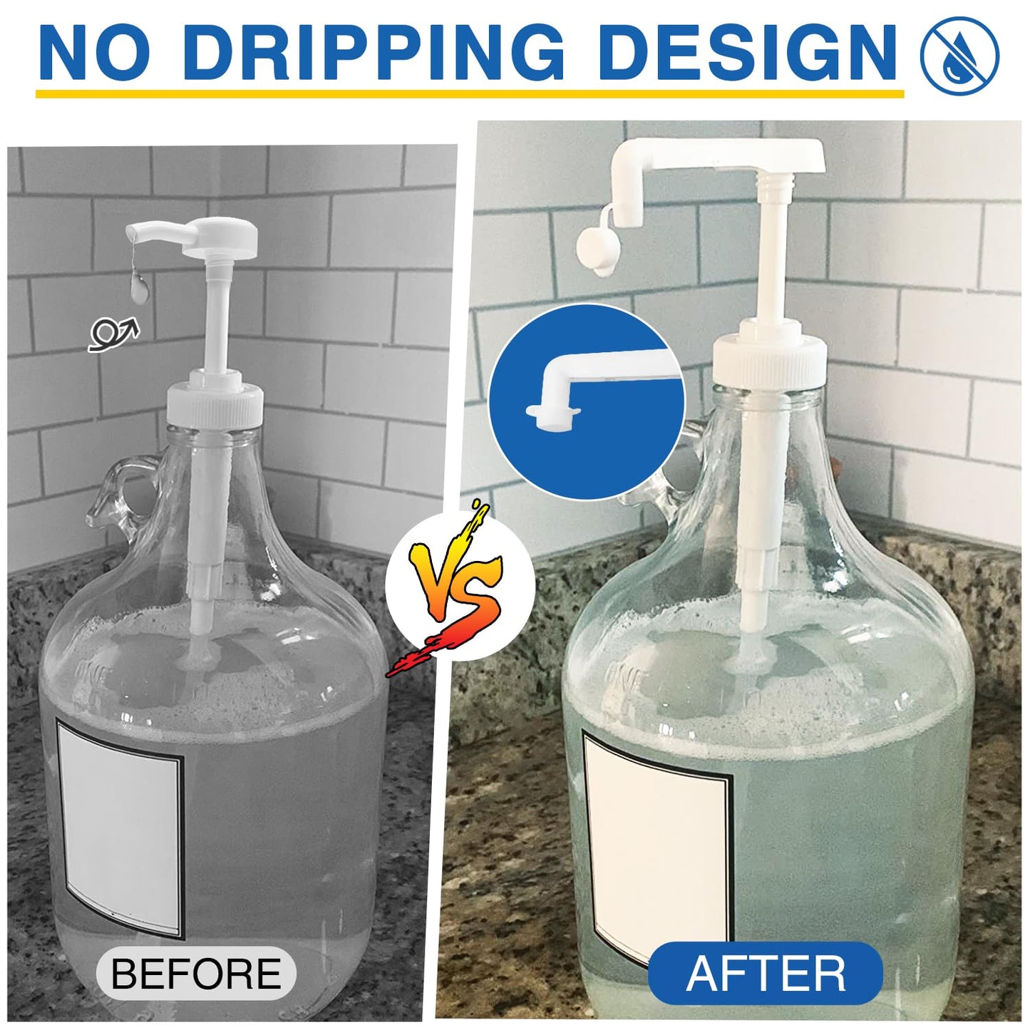 8Pcs Gallon Jug Pump Dispenser, 38-400 Leak Proof Pump for Gallon Jug - 7.5cc Lotion Gallon Shampoo Pump Top Replacement, Fits 1 Gallon Bottle 64oz 128oz Shampoo Laundry Detergent Containers