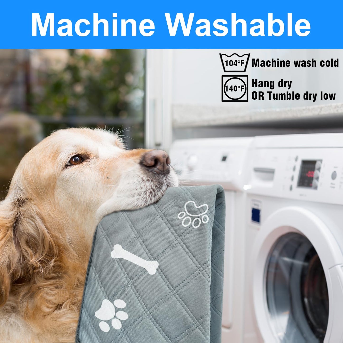 RIOUSSI Washable Pee Pads for Dogs, Reusable, Absorbent, Leakproof, Non Slip Pet Puppy Pads for Potty Training. Graypaws, 20x28 Inch(4pack)