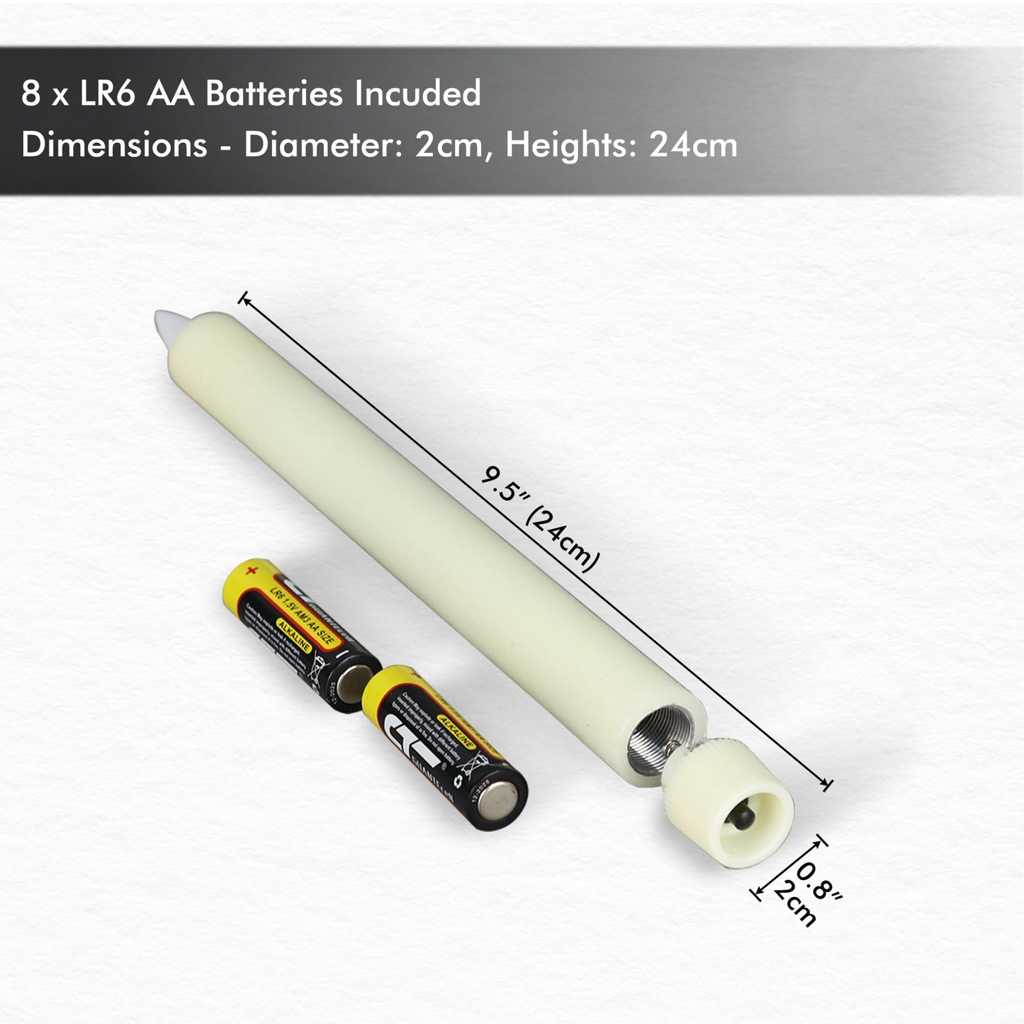 Fanna 9.4" Flameless Taper Candles with Moving Flame, Real Wax Finished Flickering Battery Operated Candles, Remote Control & Batteries Included - Set of 4
