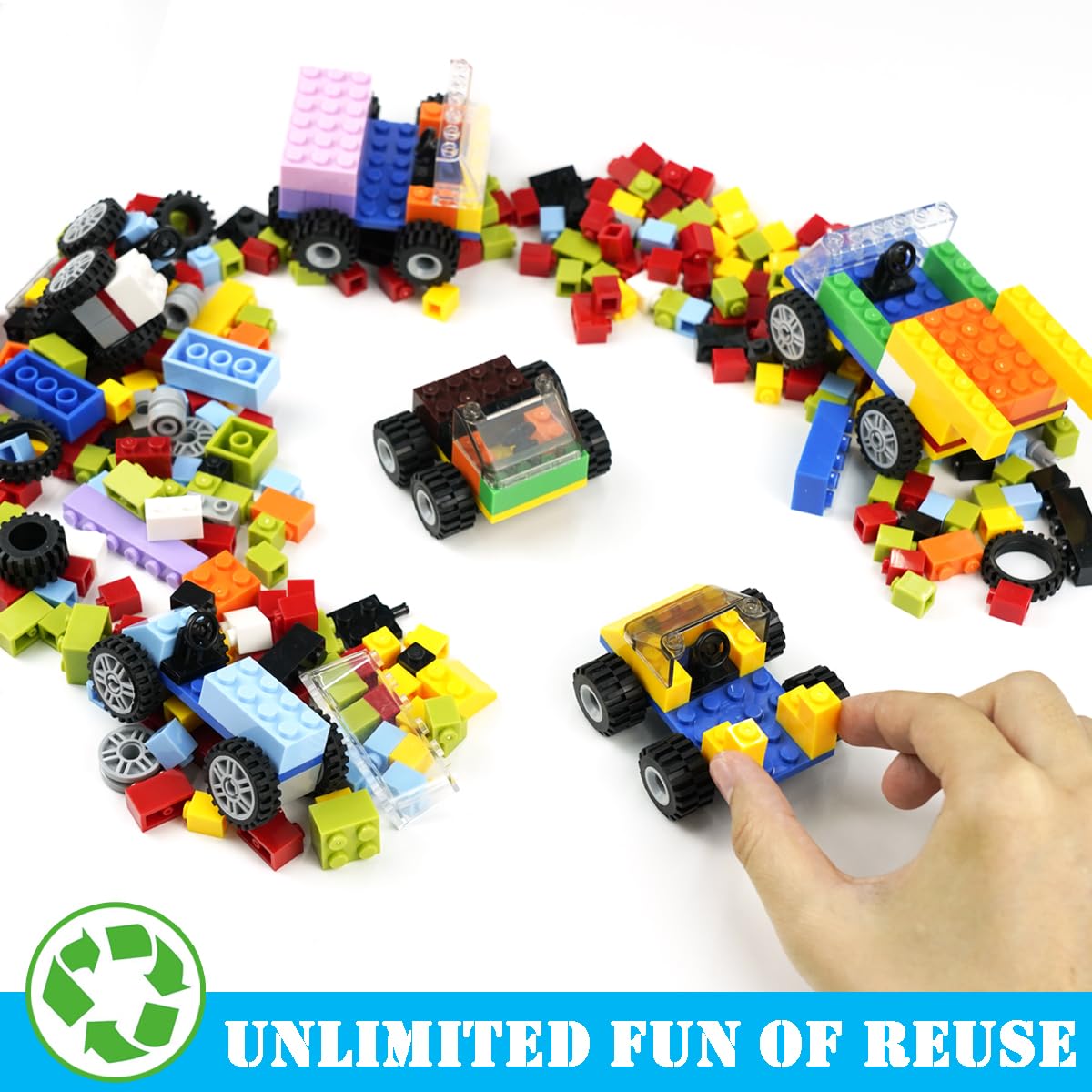 Classic Bricks Wheels and Axles Sets, 400pcs + Car Parts and Pieces Tires, Educational Building Kits Toys