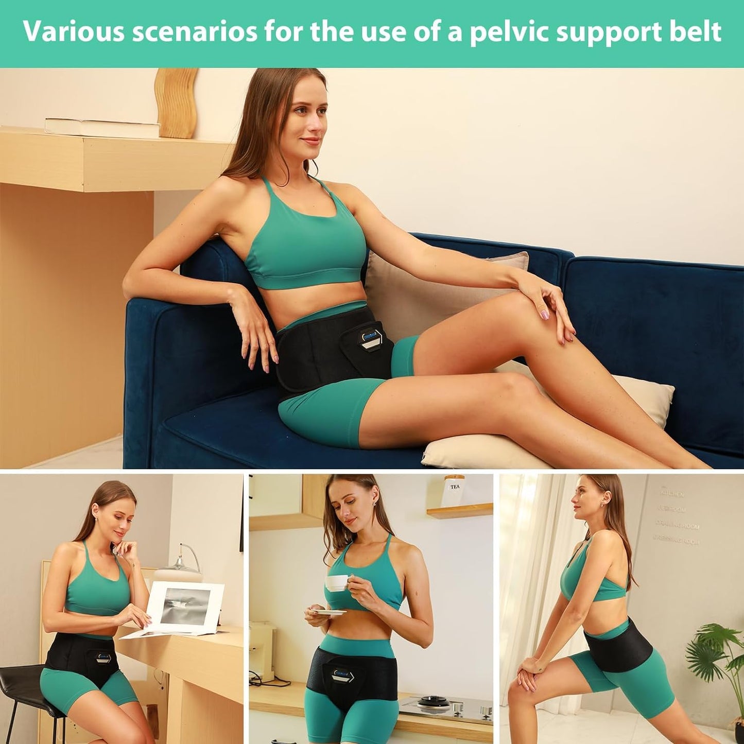 Pregnancy & Maternity Belt with Compression Groin Band - For Hernia, Pelvic Floor Pain Prolapse Belly Band with Groin Straps Uterine Prolapse (Large)