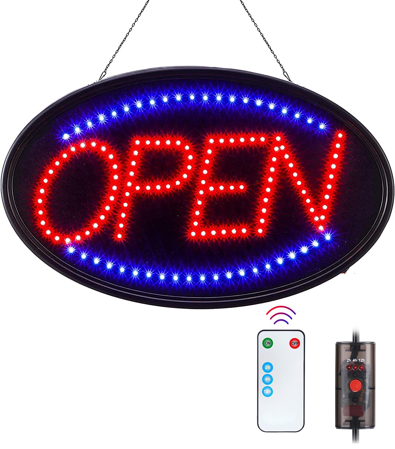 LED Open Sign, FITNATE Large 23x14 inch Business Open Sign with Remote Electric Display Sign,2 Modes Flashing & Steady Lights for Business, Shop, Bar, Hotel