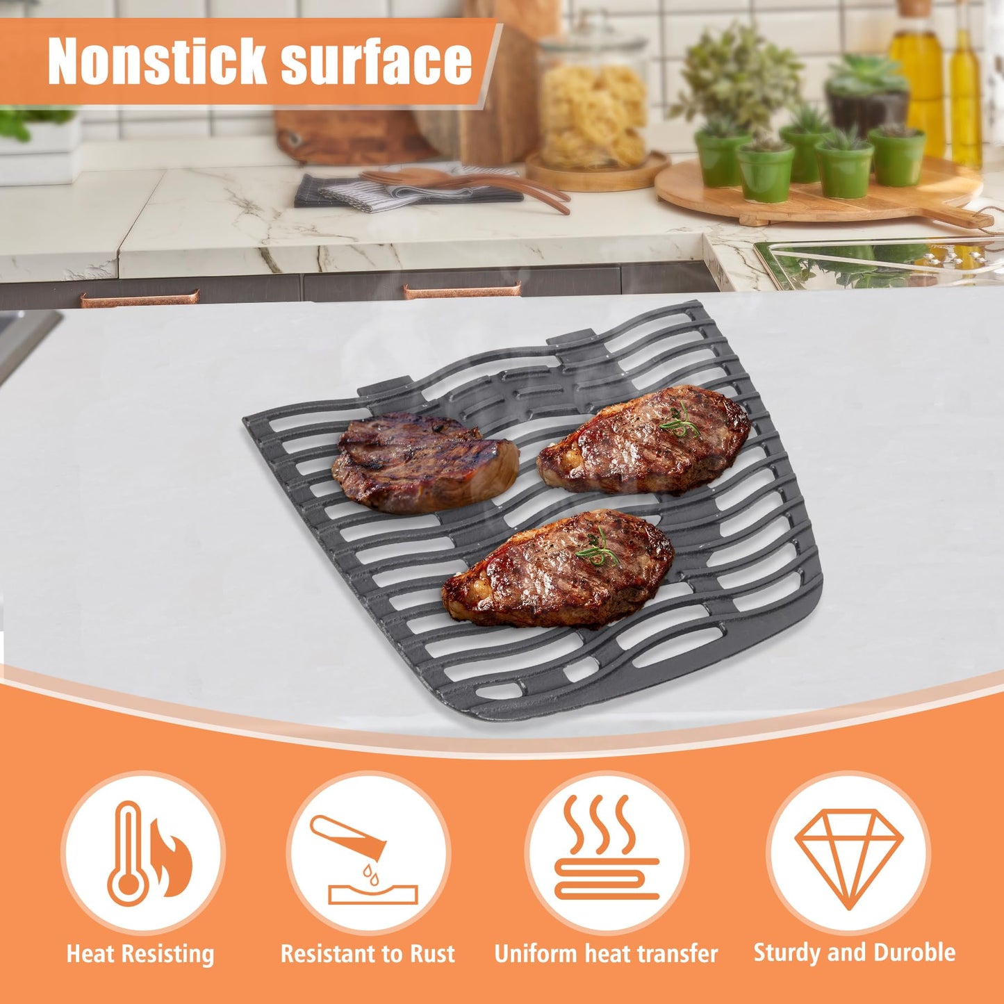 Travel q 285 Grate Upgraded Cast Iron Grill Grate Replacement Parts for Napoleon TravelQ 285 Series Gas Grill, 10.5" x 14.5", 2-Pack
