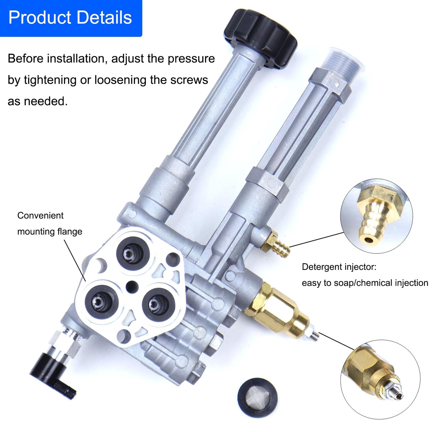 MOCW Pressure Washer Pump Head Assy Aluminum AR42518 AR43061 AR42940 Compatible with Troy Bilt RMW SRMW Series Pumps RMW2.2G24 2G23B 2G24 2G20 2G25 SRMW2.2G26