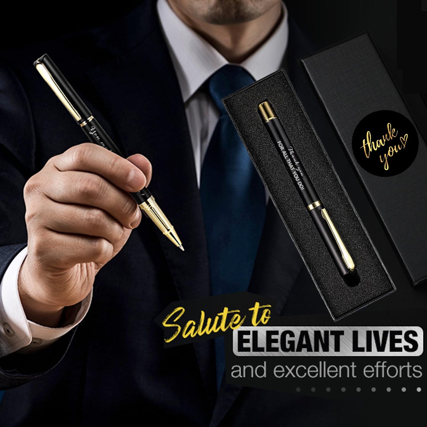10/20/40 Sets Inspirational Thank You Gifts Employee Appreciation Gifts Bulk Ballpoint Engraved Business Pens with Gift Boxes (THANK YOU FOR ALL THAT YOU DO, 20)