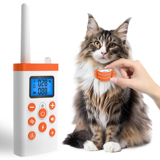 2-in-1 Cat Shock Collar with Remote, Shock Collar for Cats with Beep Vibration Shock & Auto Stop Meowing 4 Modes, 2300ft Cat Training Collar Effective for Bad Behavior IP67 Waterproof