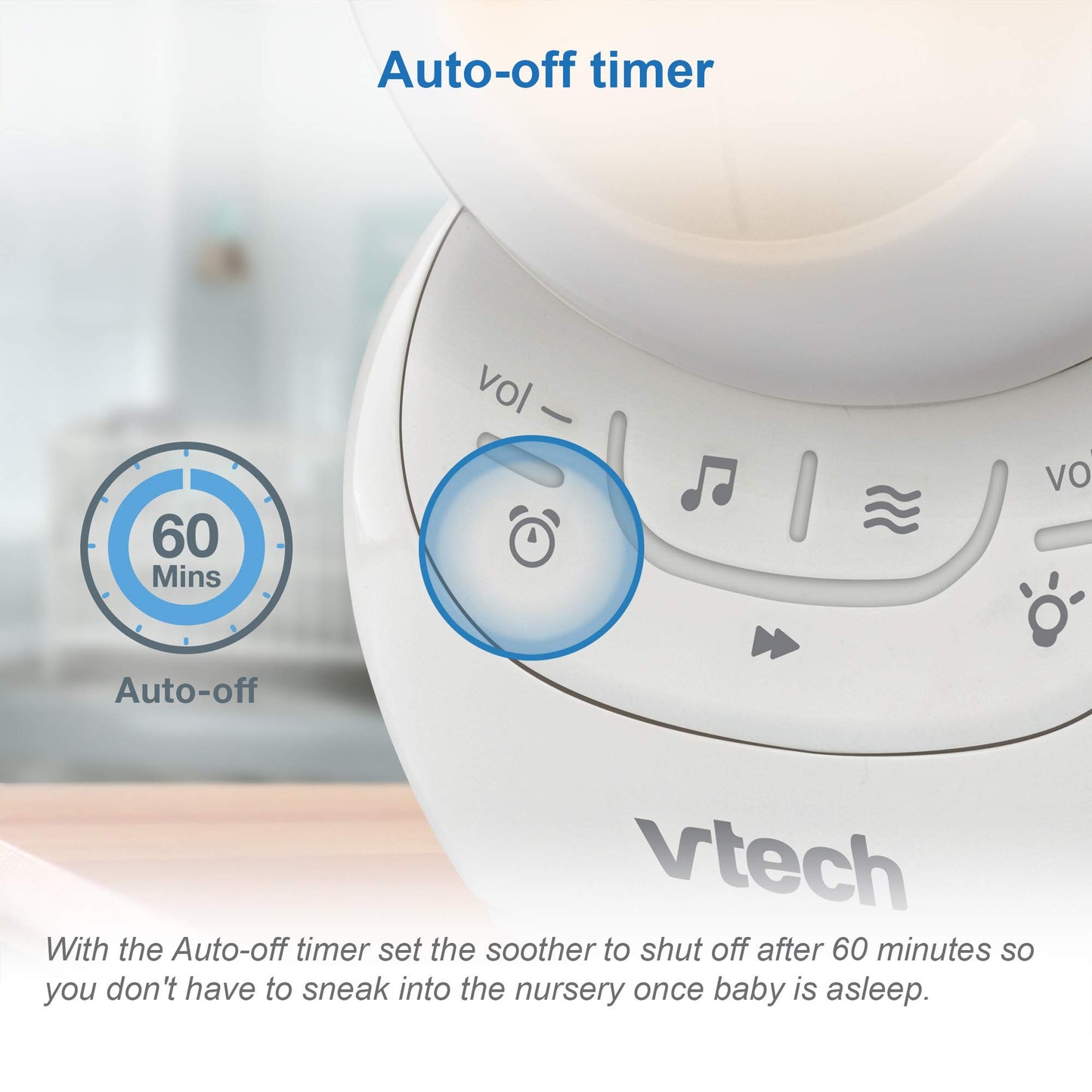 VTech BC8211 - Myla The Monkey - Baby Sleep Soother With White Noise Sound Machine, Soft Ambient Sounds And Melodies, Soft-Glow Night Light, NEW Rechargeable Battery Version.