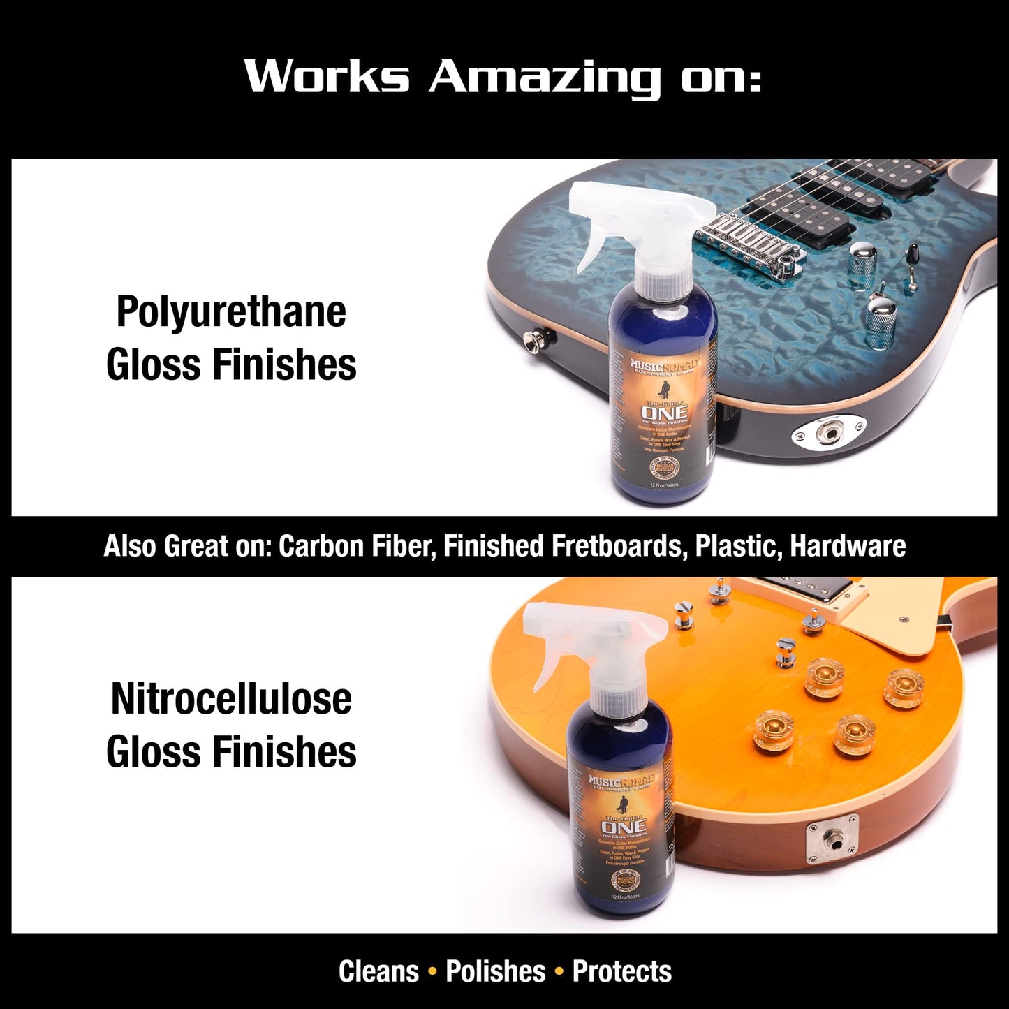MusicNomad The Guitar One 12 -OunceTech Size-All in 1 Cleaner, Polish and Wax