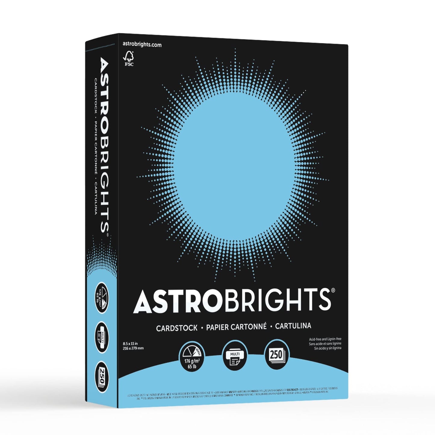 Neenah Astrobrights Premium Color Cardstock, 65 lb, 8.5 x 11 Inches, 250 Sheets, Lunar Blue