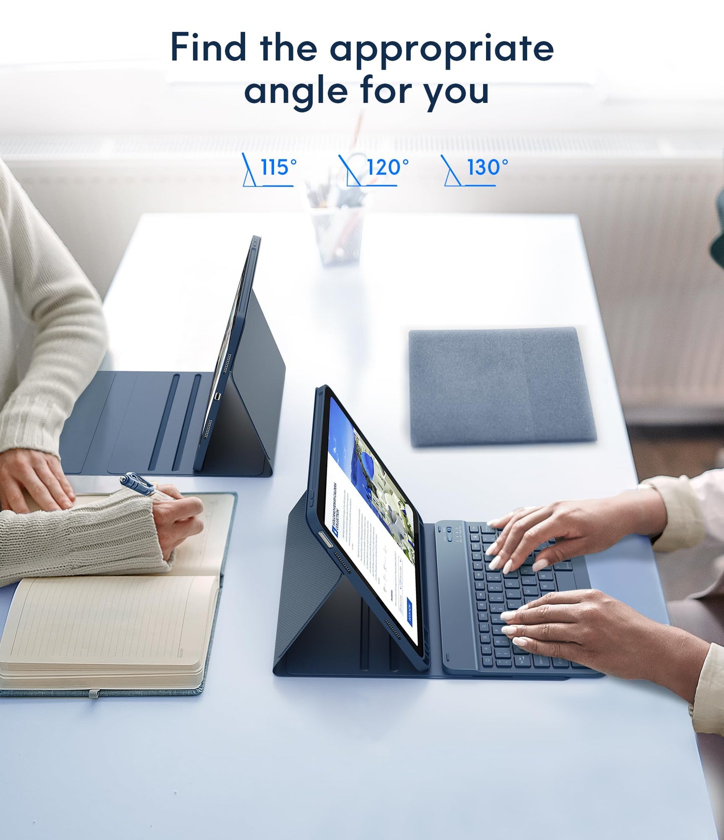 CHESONA Keyboard Case for iPad (A16) 11th/10th Generation 10.9-inch (2025/2022), Detachable Wireless Keyboard, Stand Folio Keyboard Cover with Pencil Holder, Thin & Light (Steel Blue)