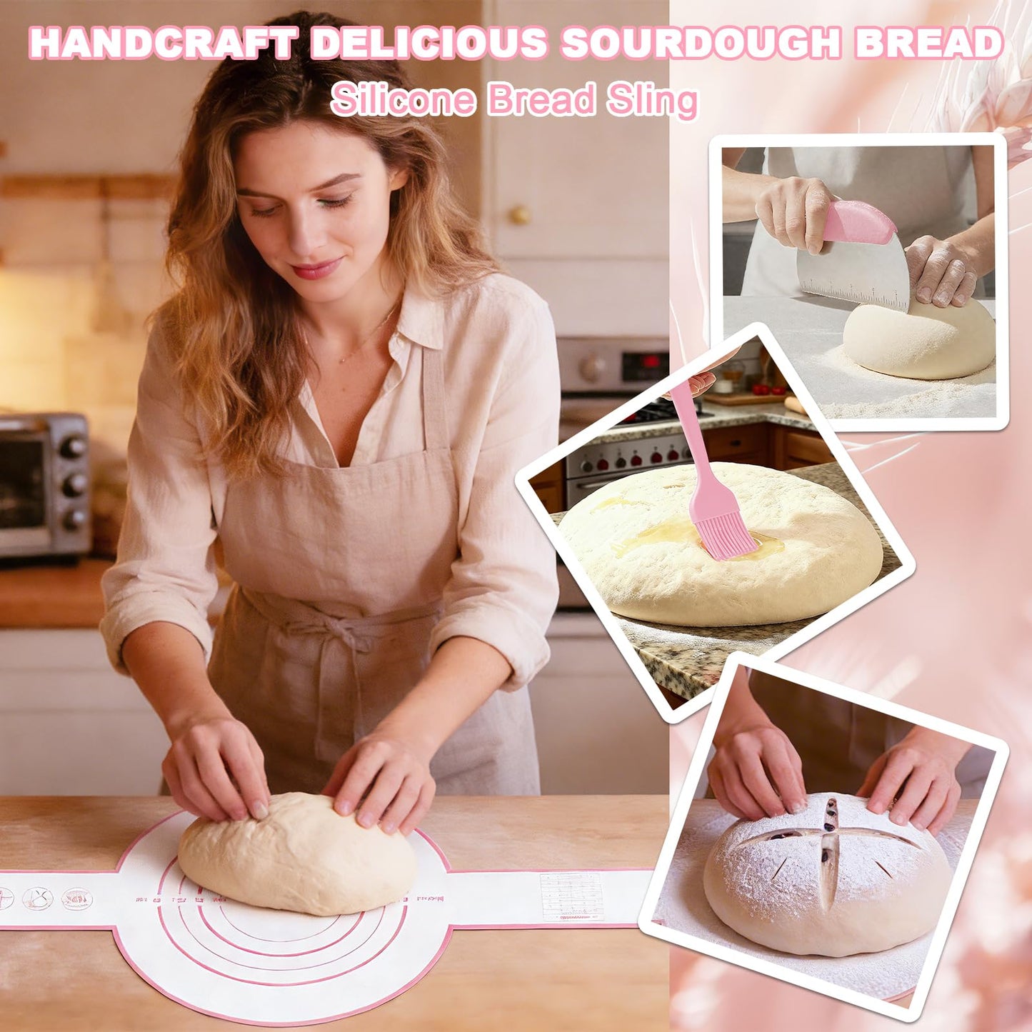 Beginner Sourdough Starter Kit, Sourdough Bread Baking Supplies, Bread Proofing Basket Set with Glass Sourdough Starter Jar, Sour Dough Bread Making Tools Kit Baking Gifts for Women Mom Wife