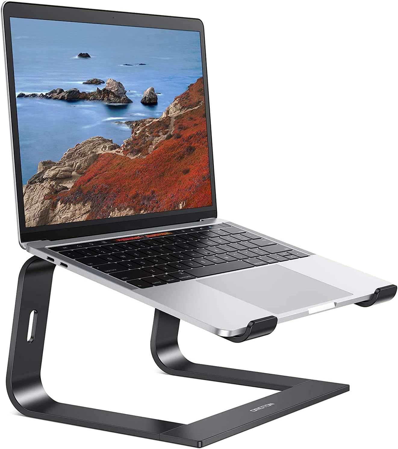 Laptop Stand, OMOTON Laptop Mount, Aluminum Laptop Holder Riser Stand for Desk, Compatible with MacBook Air/Pro, Dell, HP, Lenovo and All Laptops (10-15.6 inch),Black